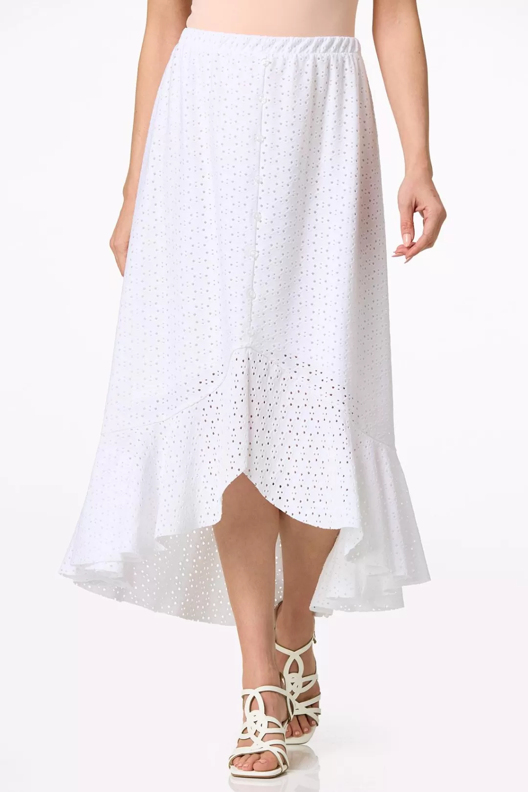 Cato Skirts | Eyelet High- Low Skirt