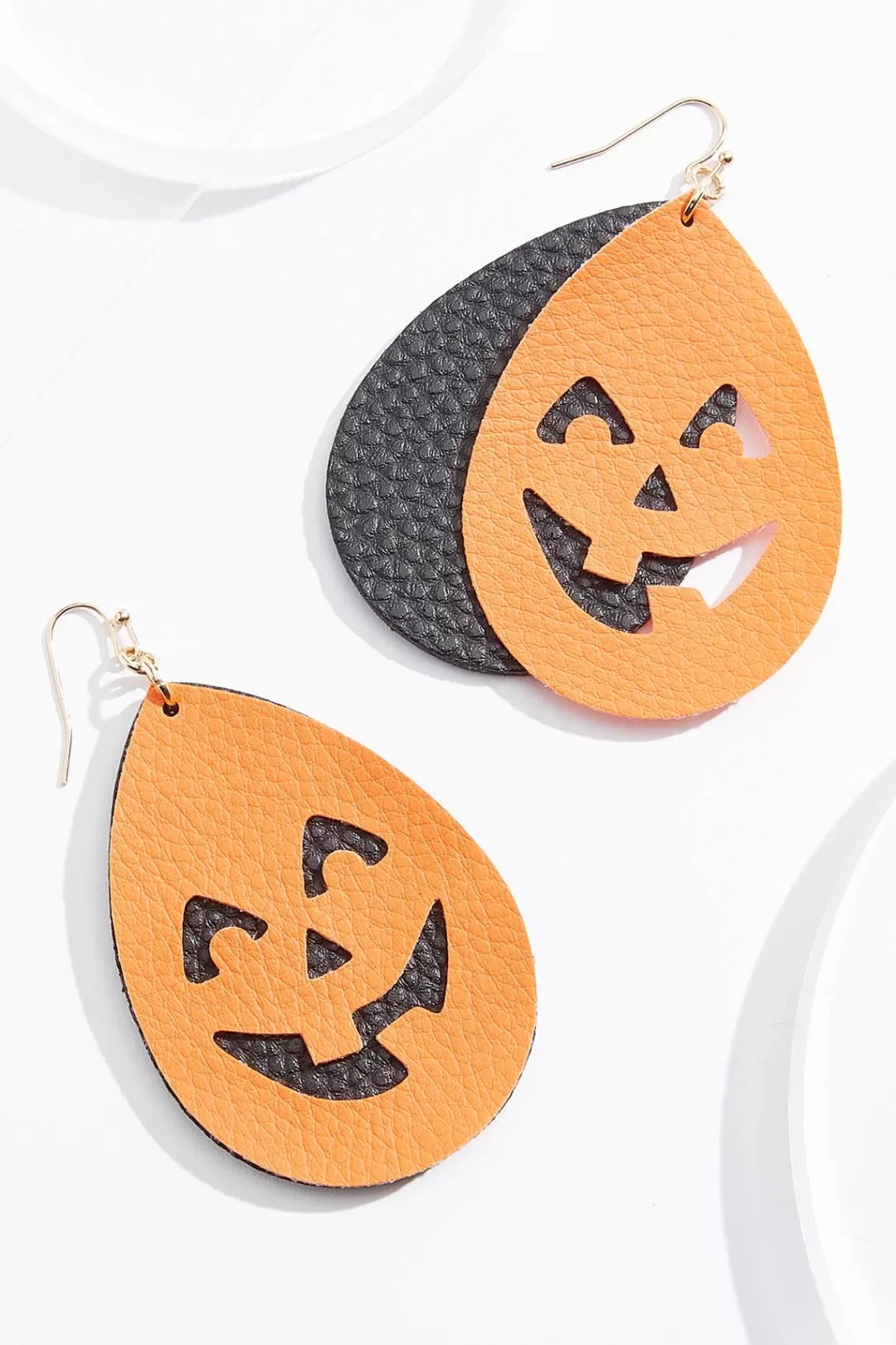 Cato Earrings | Faux Leather Pumpkin Earrings