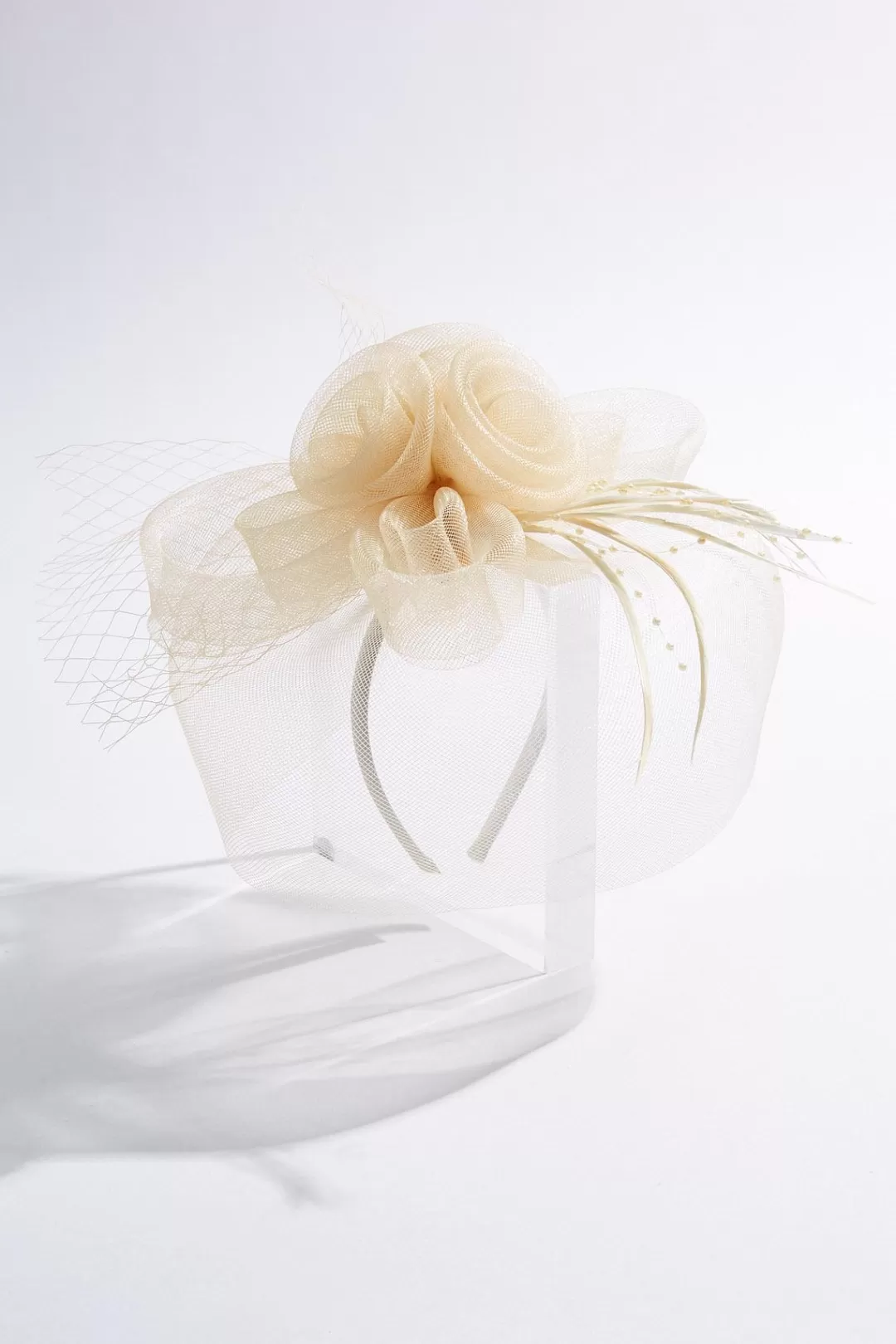 Cato Hats & Hair | Feather Pearl Veil Fascinator