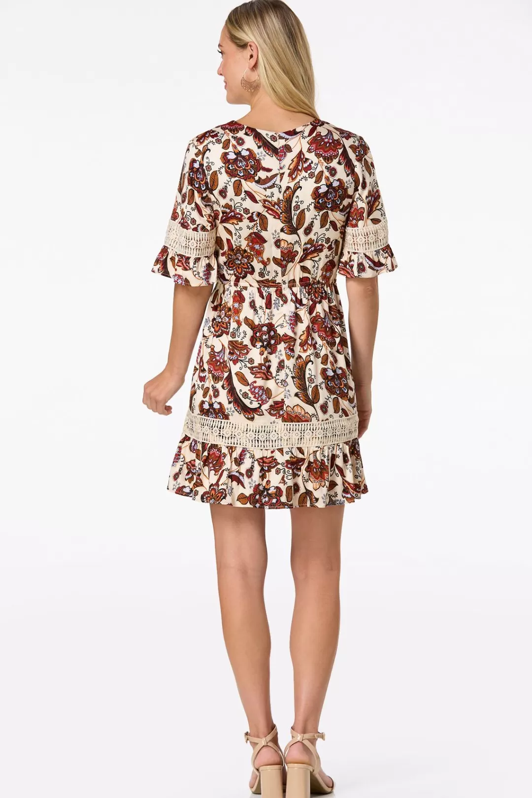 Cato Dresses | Floral Crochet Trim Dress