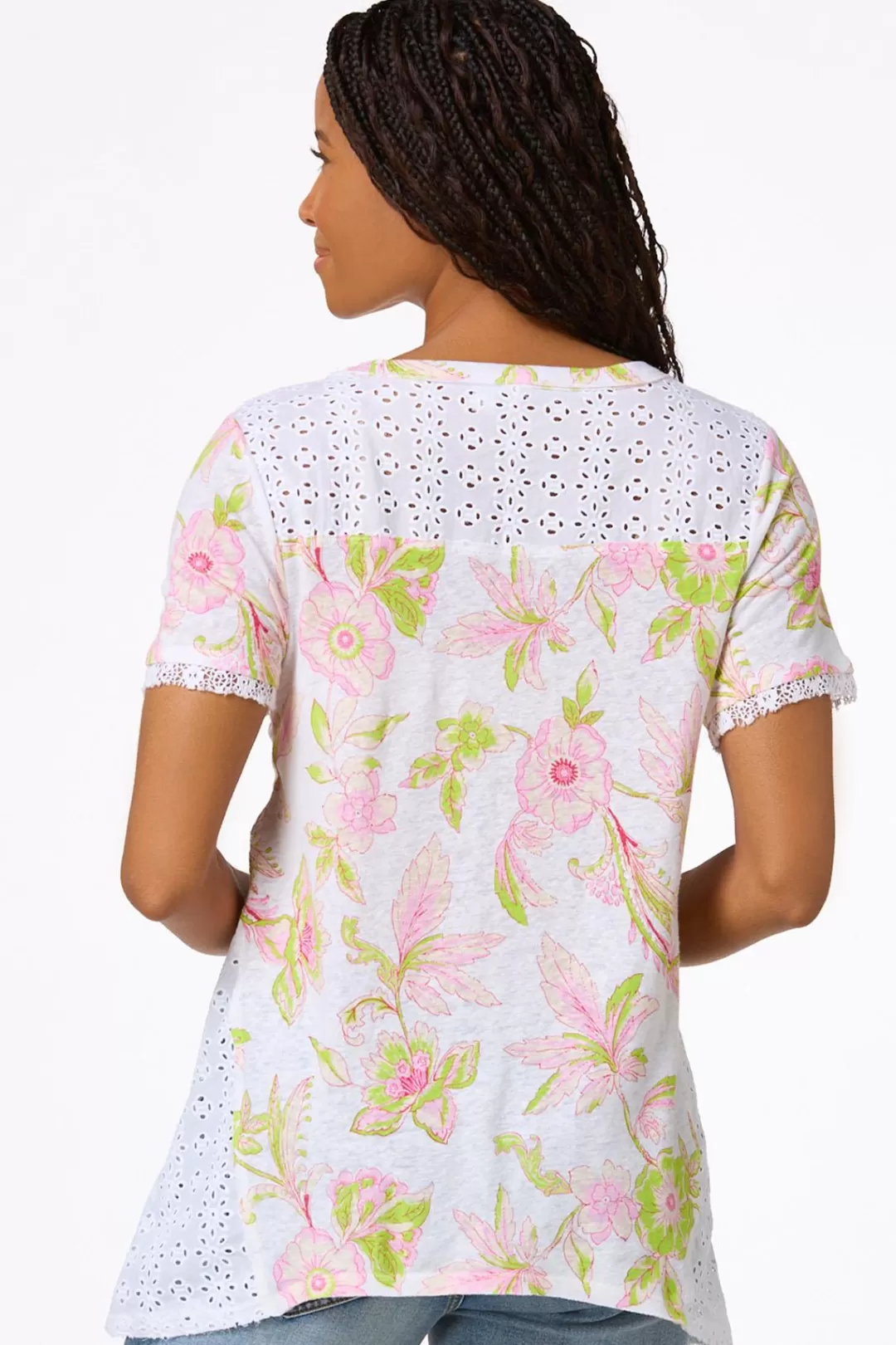 Cato Tops | Floral Lace Trim Tunic