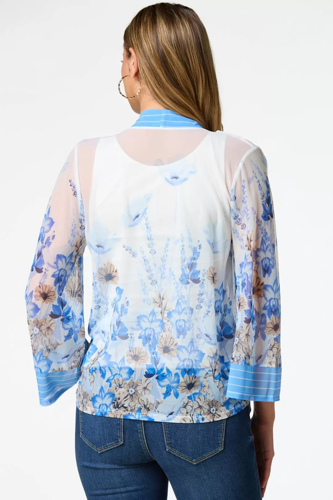 Cato Tops | Floral Mesh Kimono