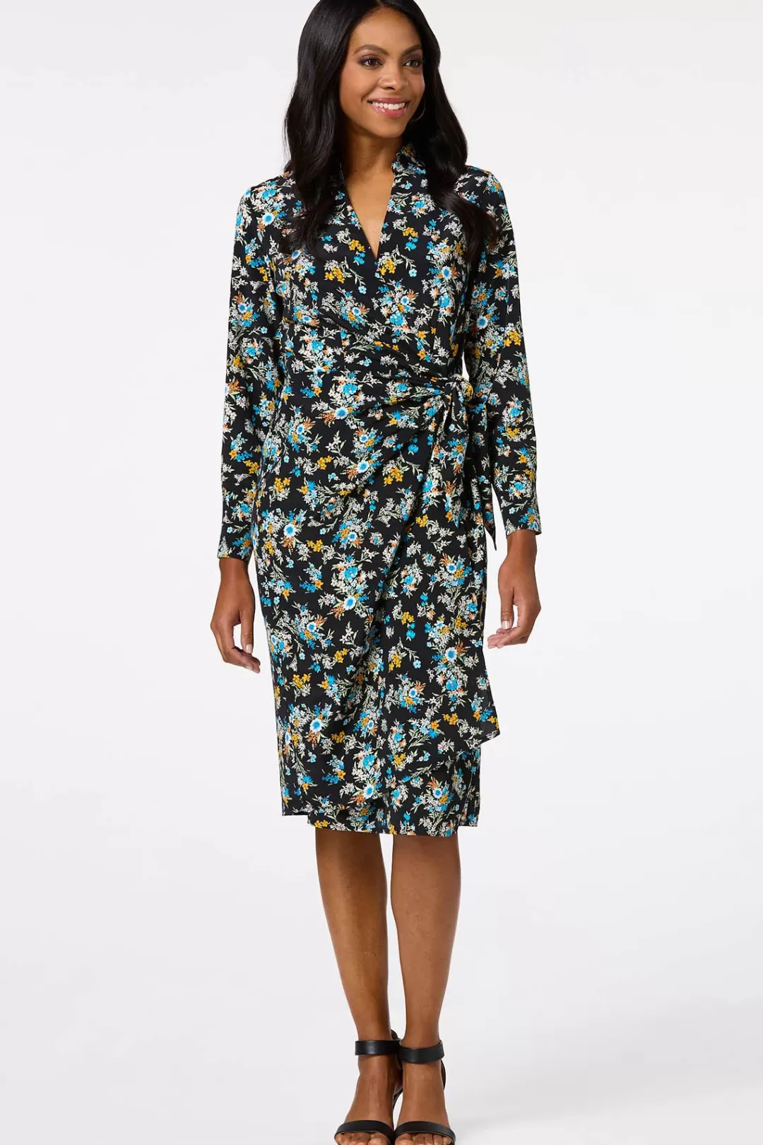 Cato Dresses | Floral Side Knot Midi Dress