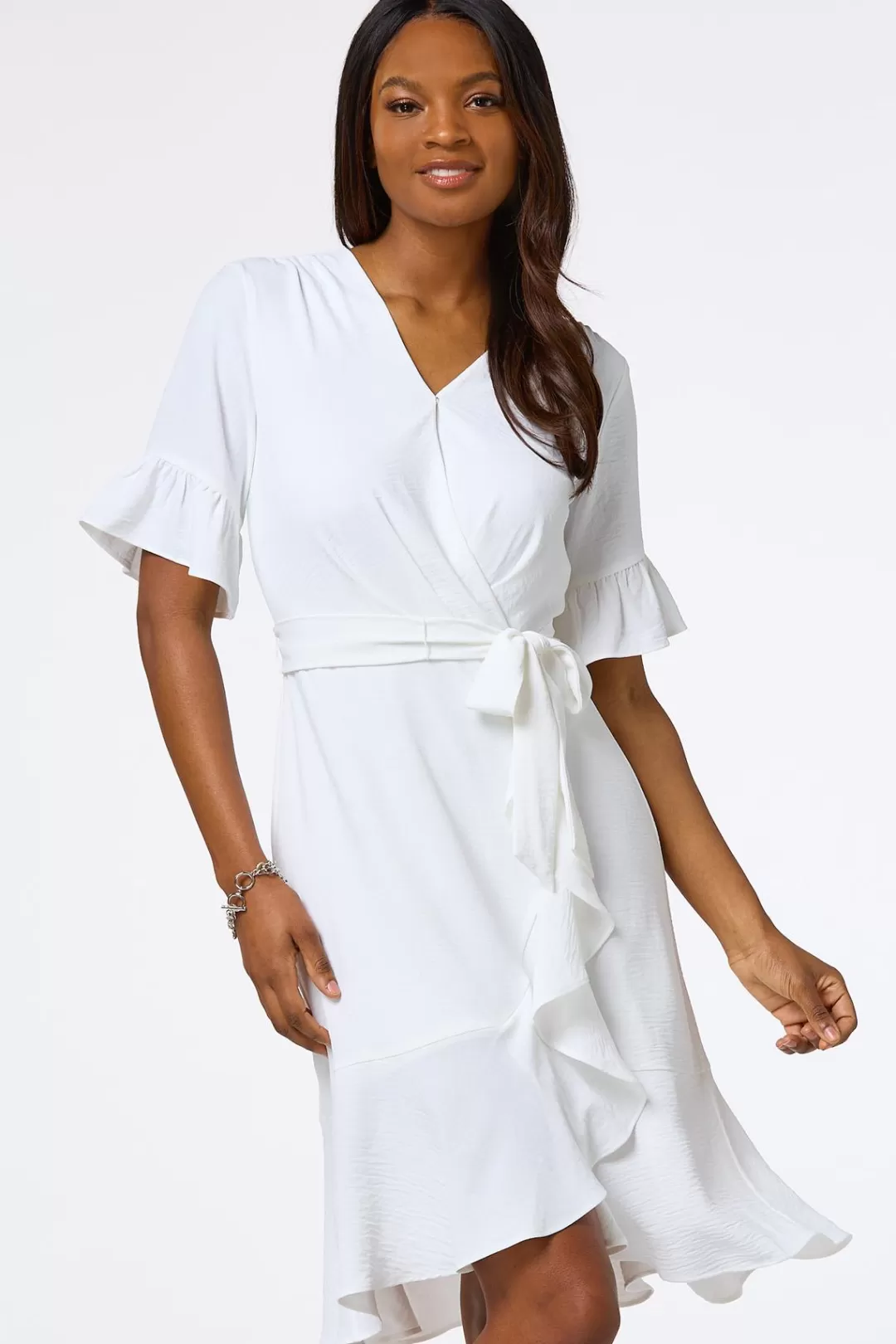 Cato Dresses | Flowy Ruffled Wrap Dress