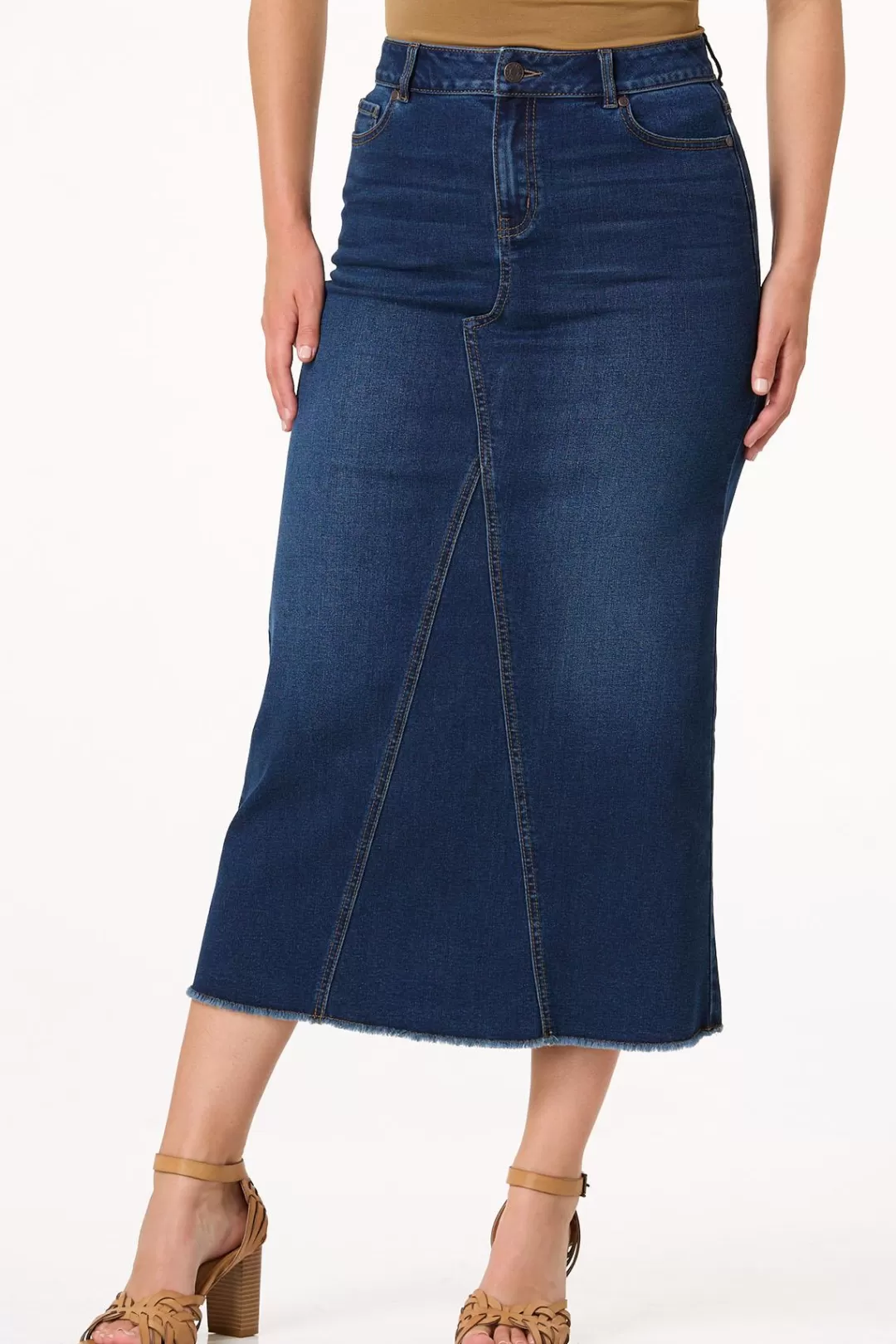 Cato Skirts | Jeans | Frayed Denim Midi Skirt