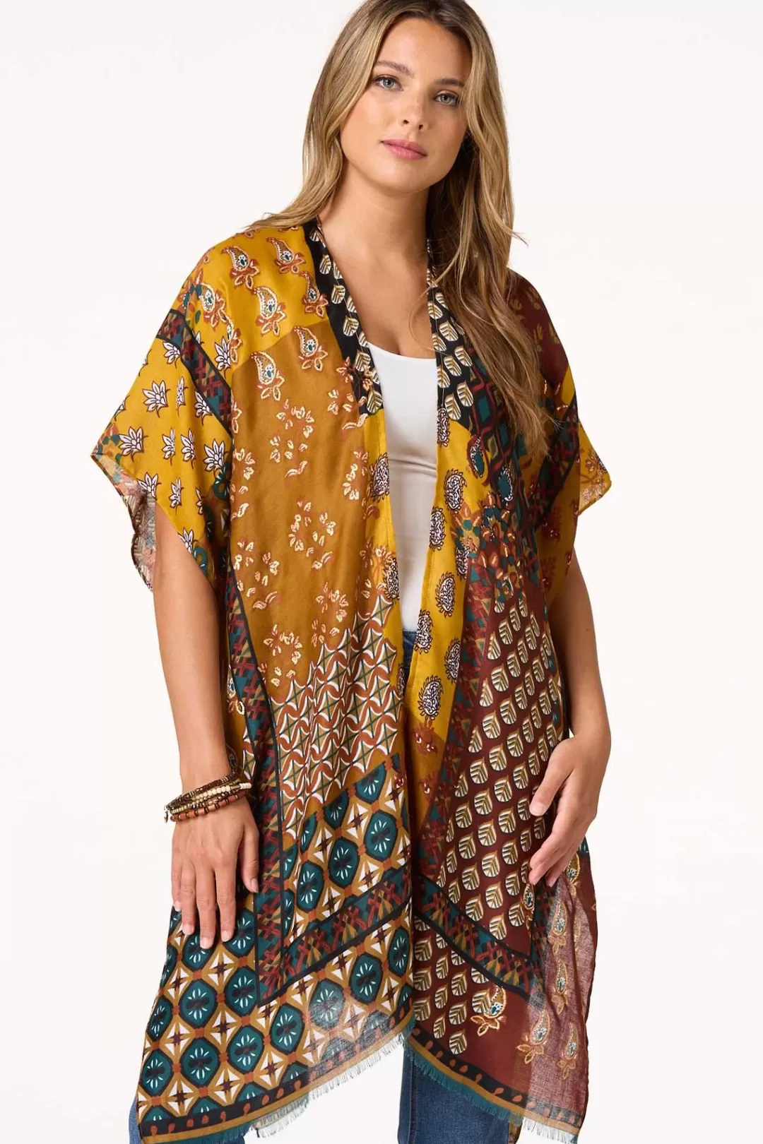 Cato Cover Ups | Tops | Geo Patchwork Kimono