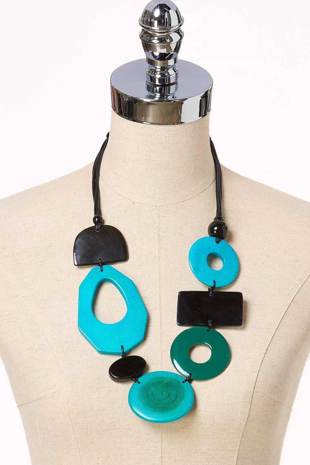 Cato Necklaces | Geo Wood Colorblock Necklace