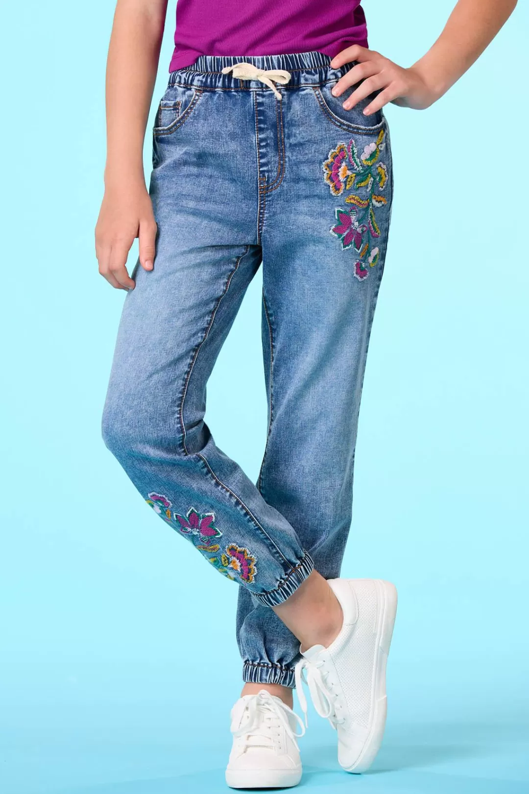 Cato Bottoms | Girls Embroidered Joggers