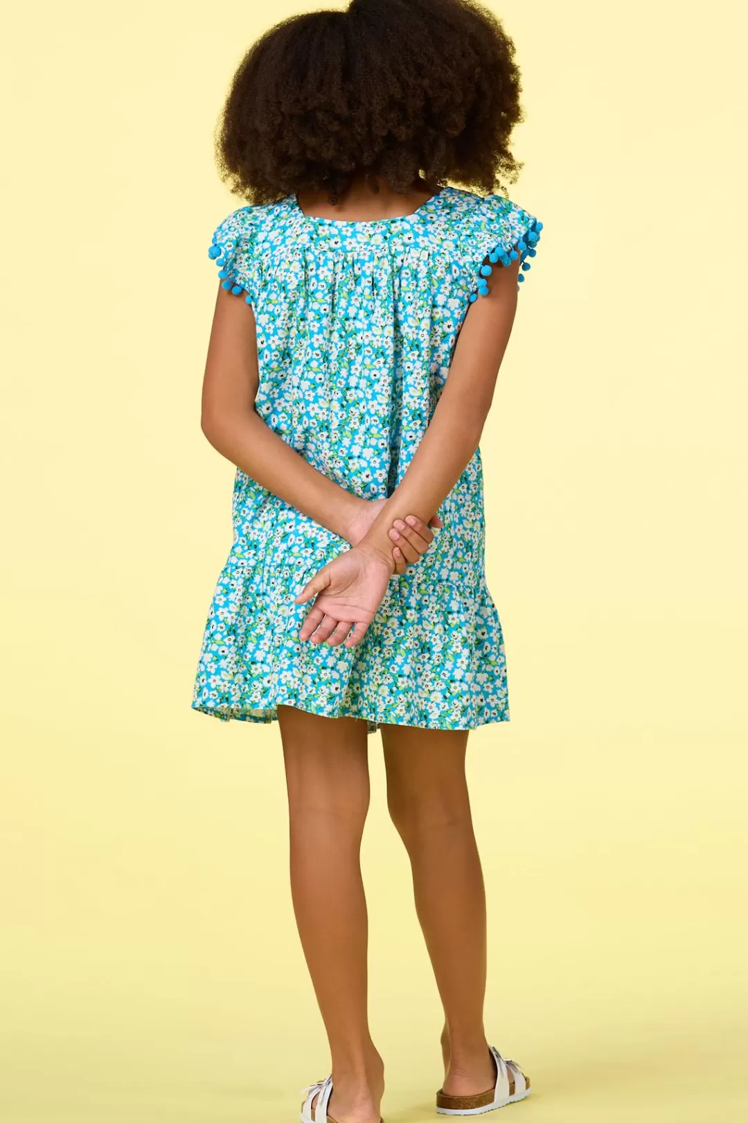 Cato Dresses | Girls Floral Pom Pom Dress