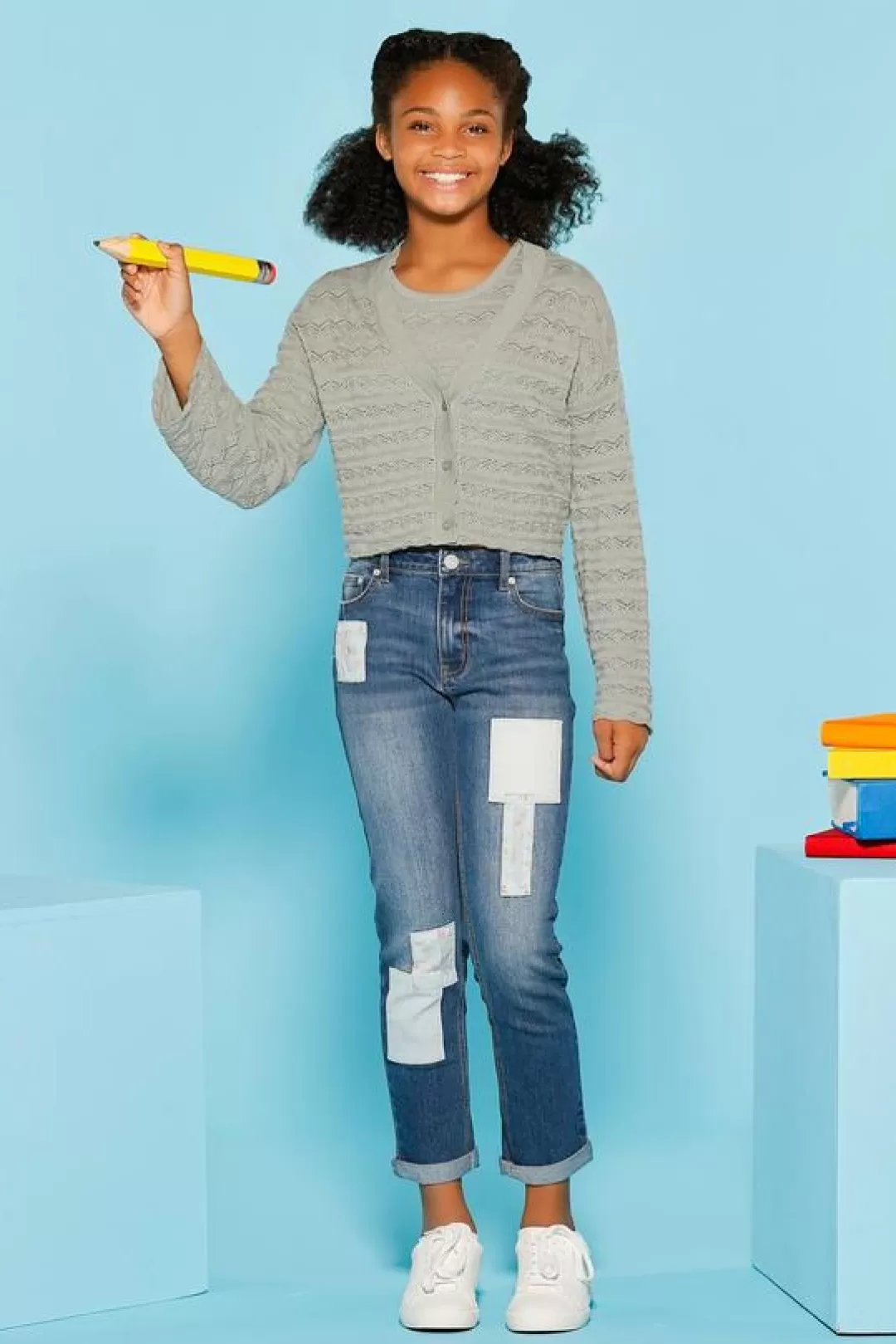 Cato Bottoms | Girls Patchwork Jeans