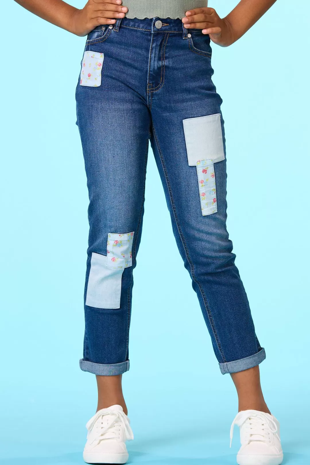 Cato Bottoms | Girls Patchwork Jeans