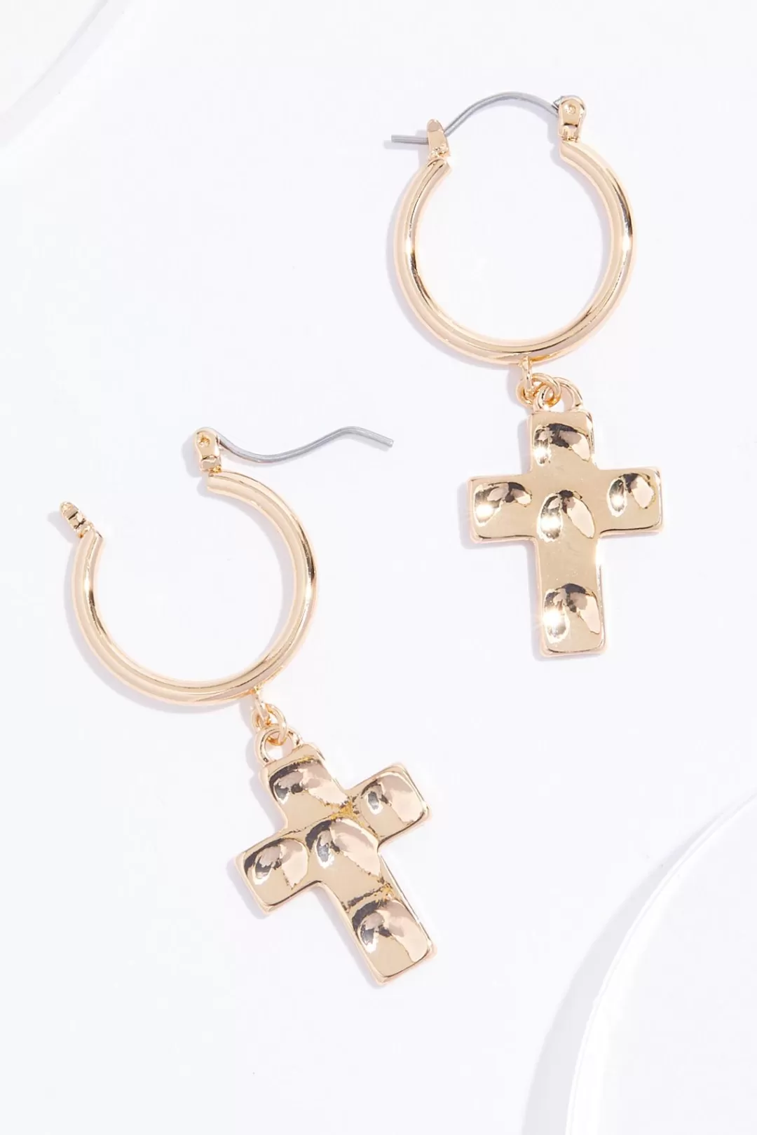 Cato Inspirational | Earrings | Cross Charm Hoop Earrings