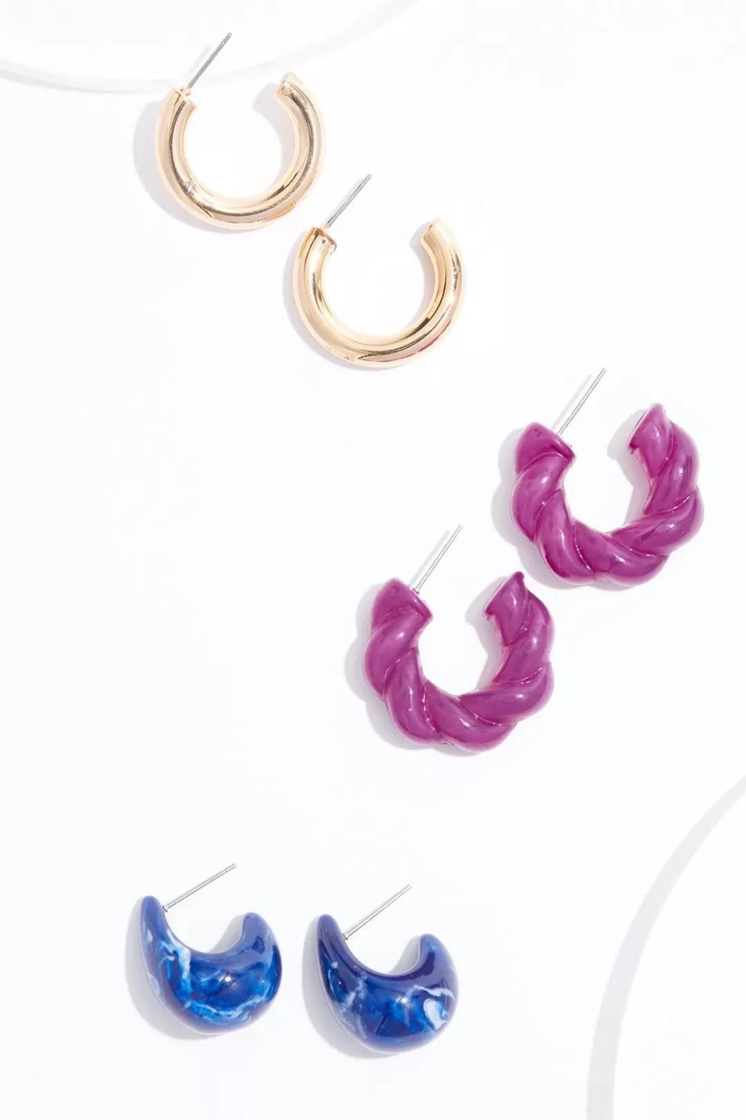 Cato Earrings | Gold Hoop Lucite Earring Set