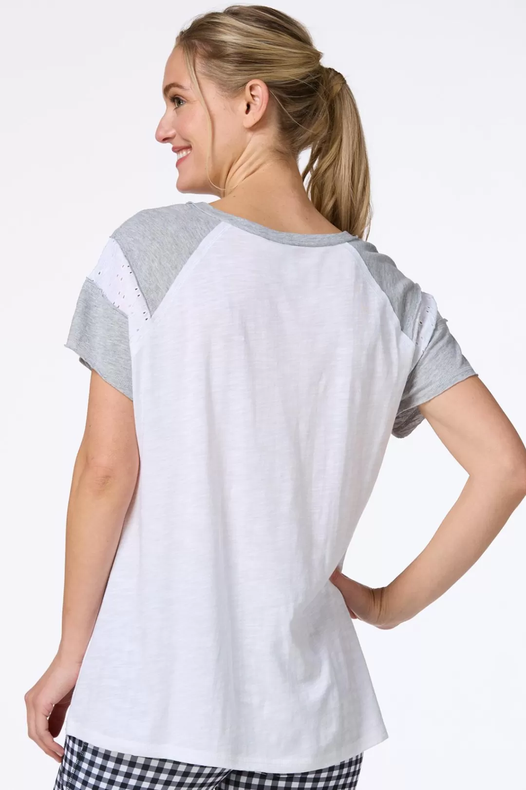 Cato Athleisure | Tops | Gray Panel Eyelet Tunic