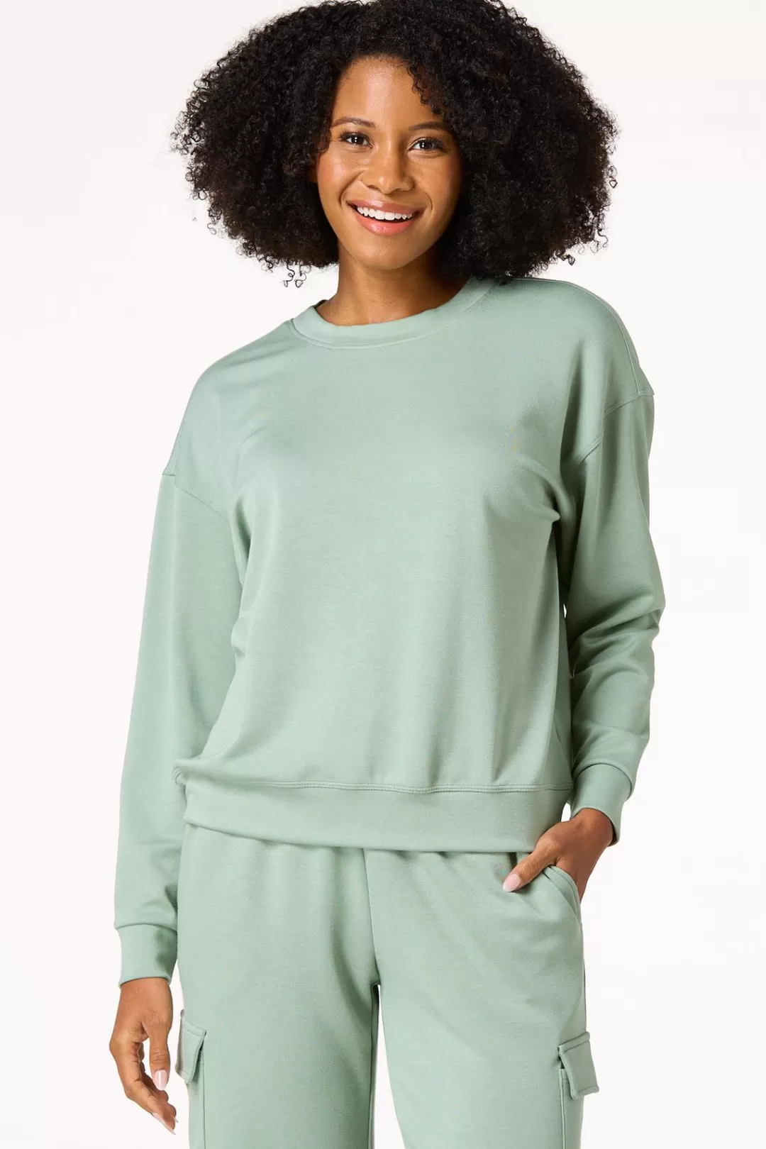 Cato Athleisure | Tops | Green Crew Neck Sweatshirt