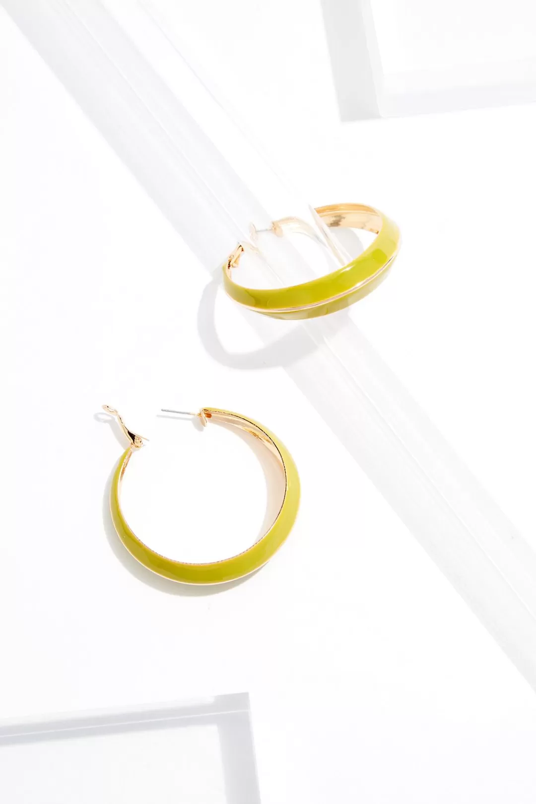 Cato Earrings | Green Enamel Hoop Earrings