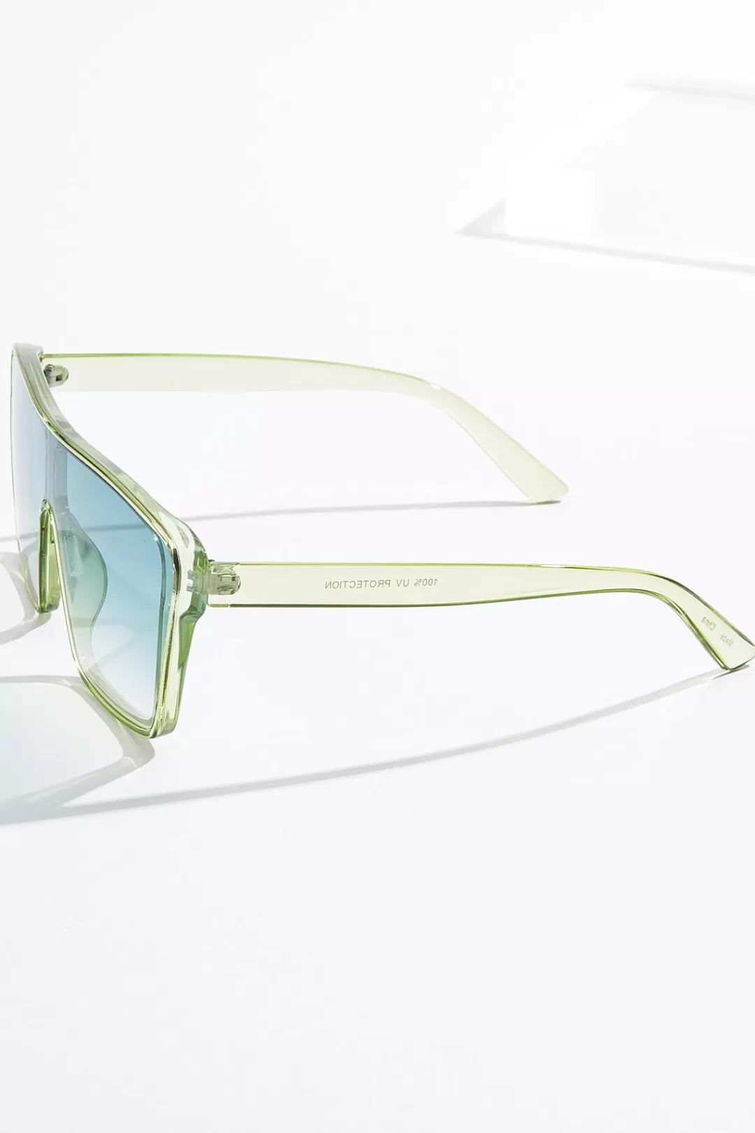 Cato Sunglasses | Green Frame Shield Sunglasses