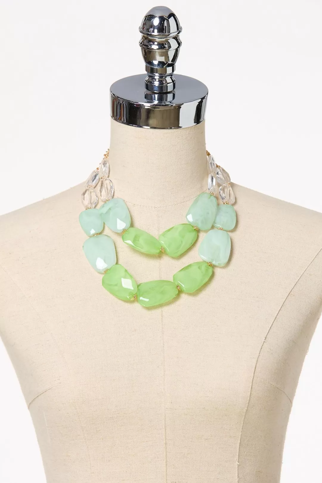 Cato Sets | Necklaces | Green Lucite Layered Necklace Set