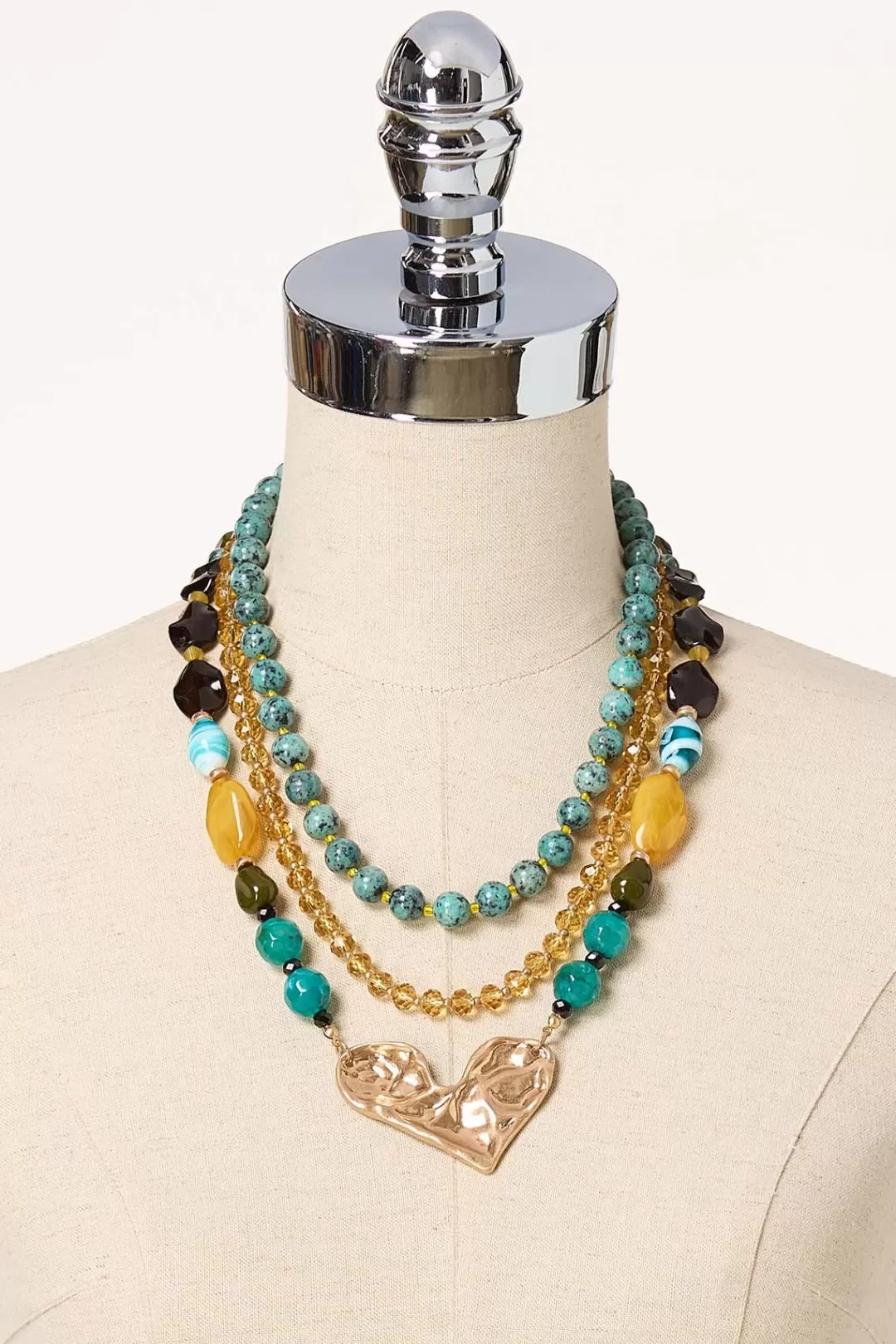 Cato Necklaces | Heart Pendant Chunky Bead Necklace