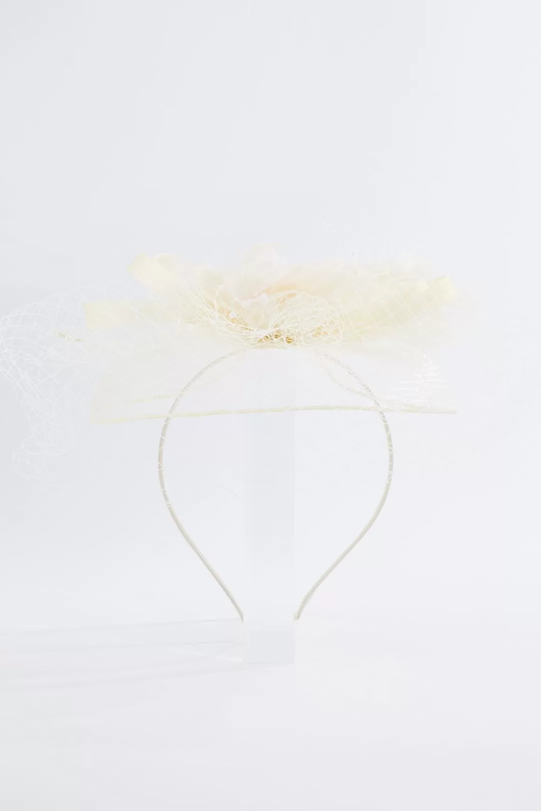 Cato Hats & Hair | Ivory Feather Pearl Veil Fascinator