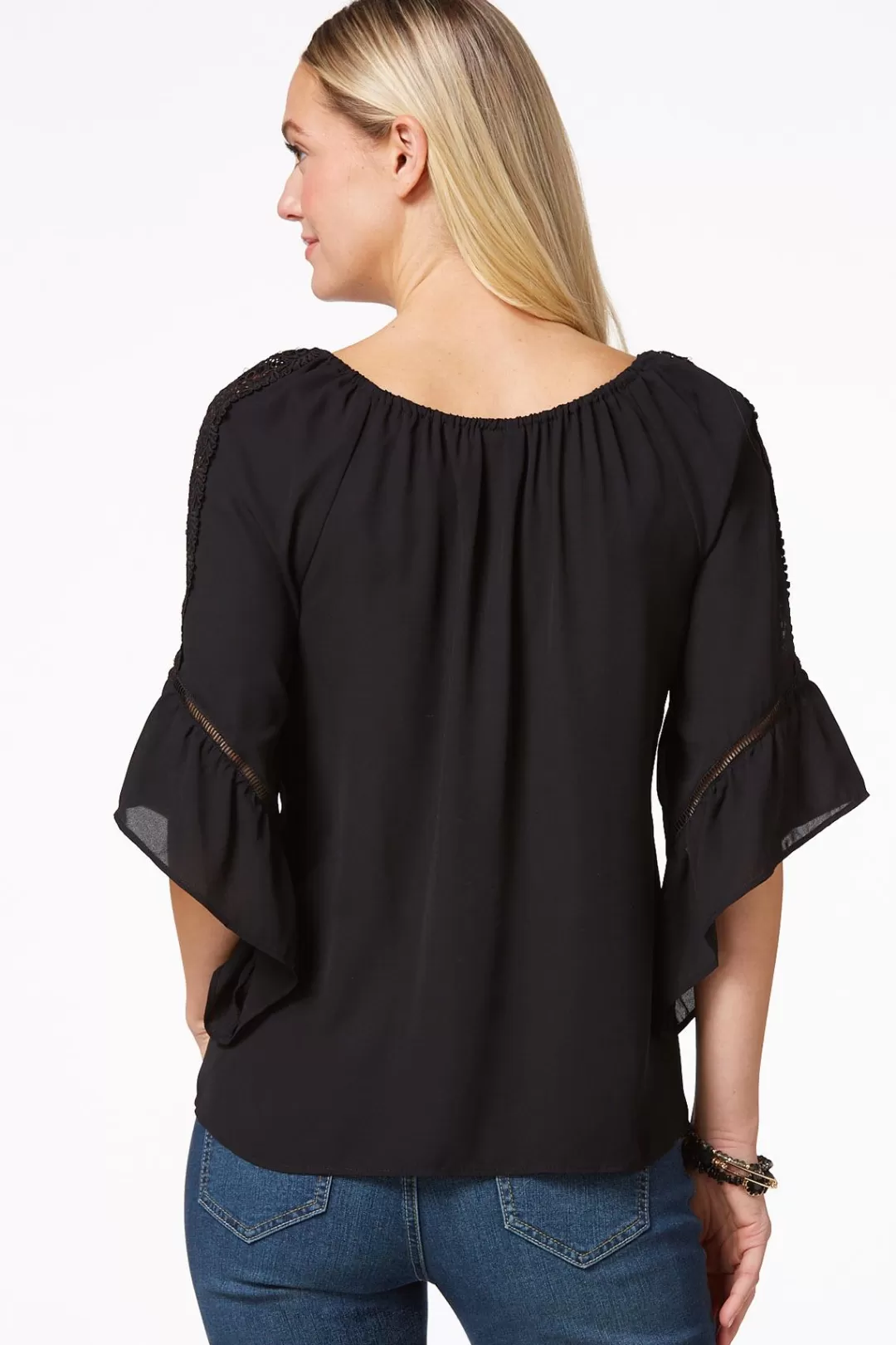 Cato Tops | Lacy Bell Sleeve Top