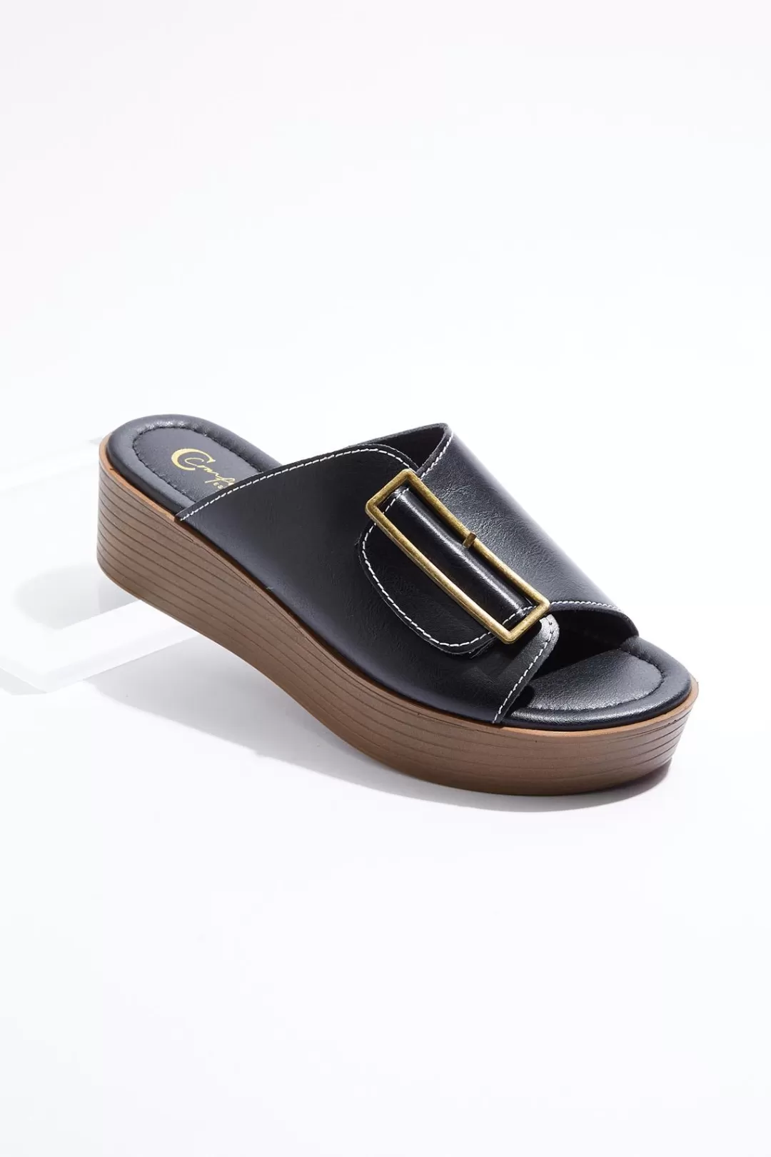 Cato Sandals | Large Buckle Slide Sandals