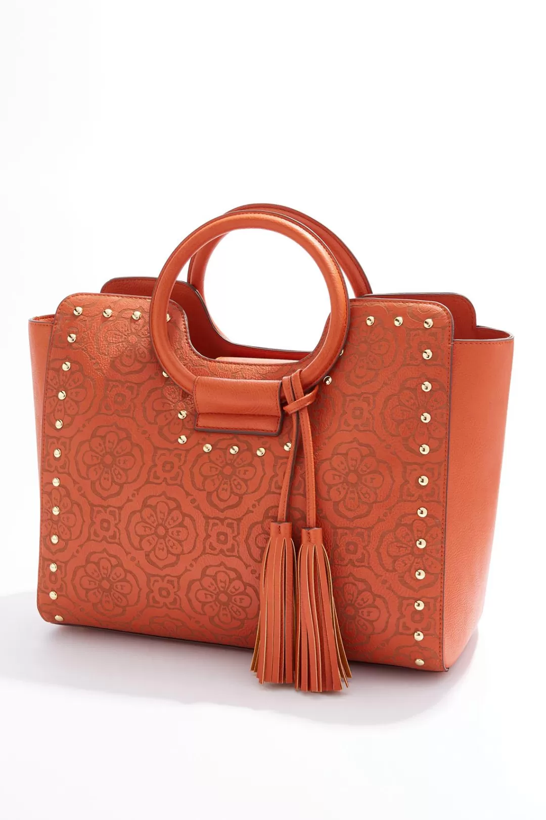 Cato Handbags | Laser Cut Studded Satchel