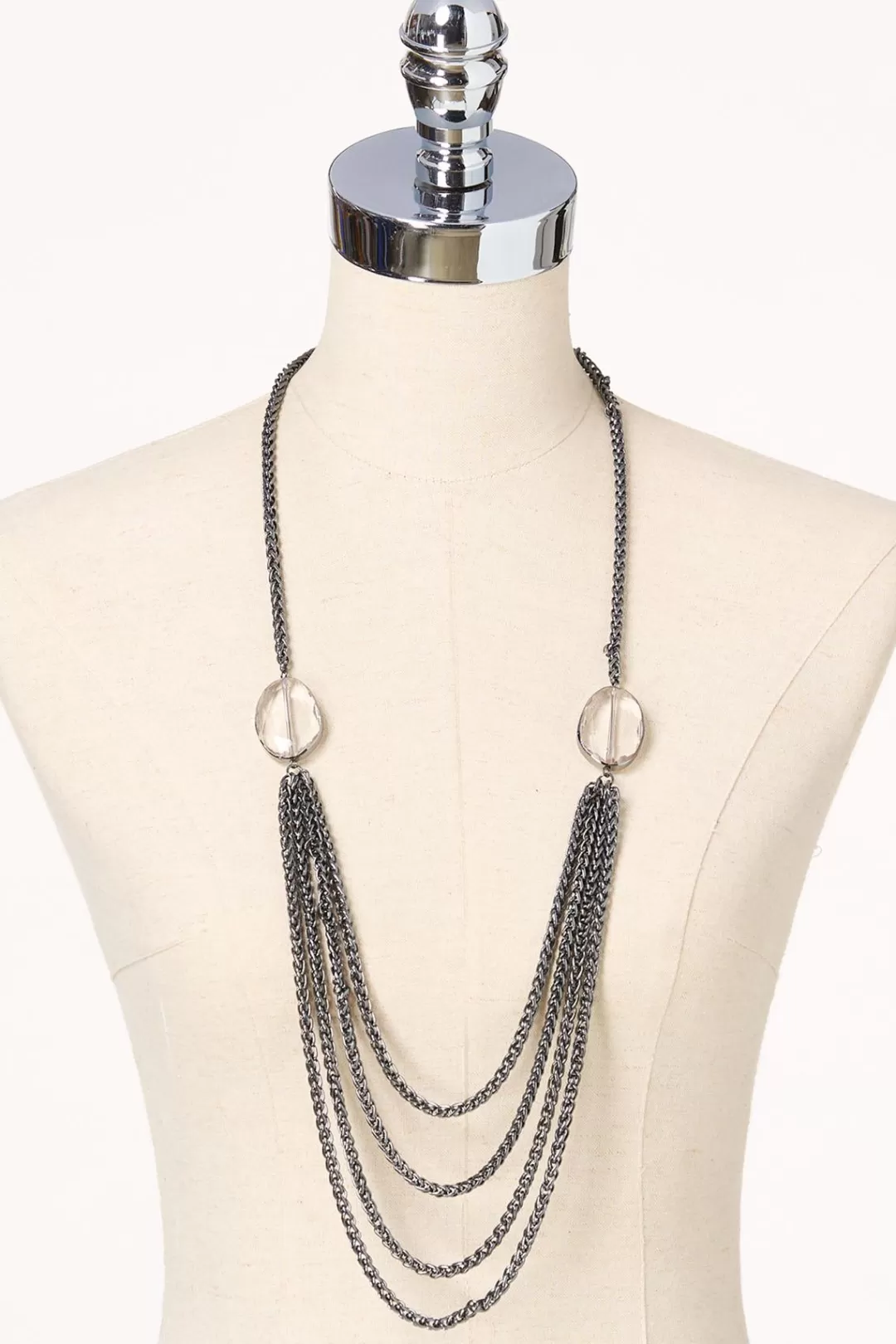 Cato Necklaces | Layer Chains Glass Stone Long Necklace