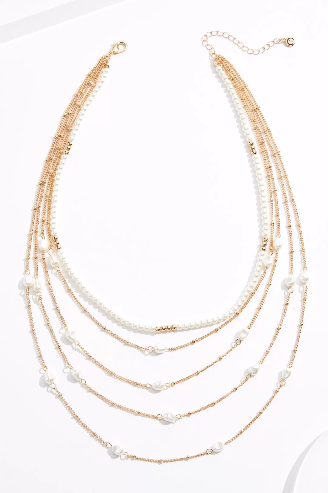 Cato Necklaces | Layered Chain Pearl Necklace