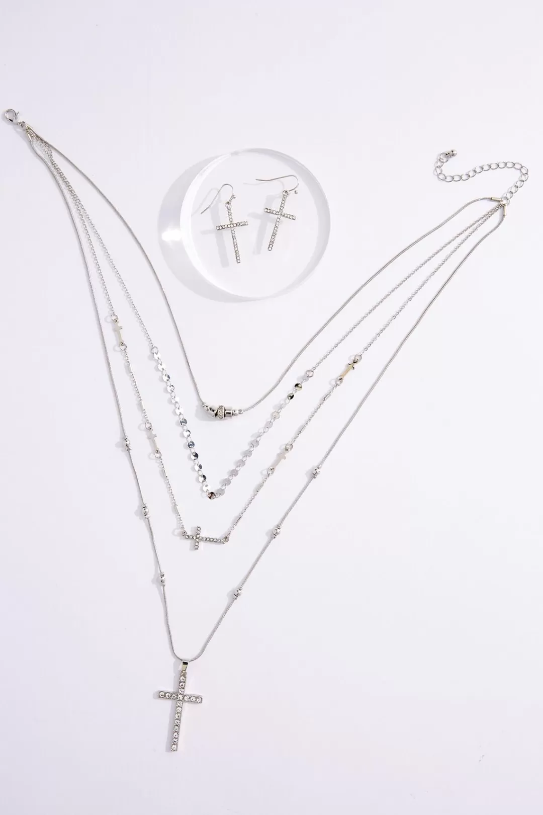 Cato Inspirational | Sets | Layered Cross Pendant Necklace Set