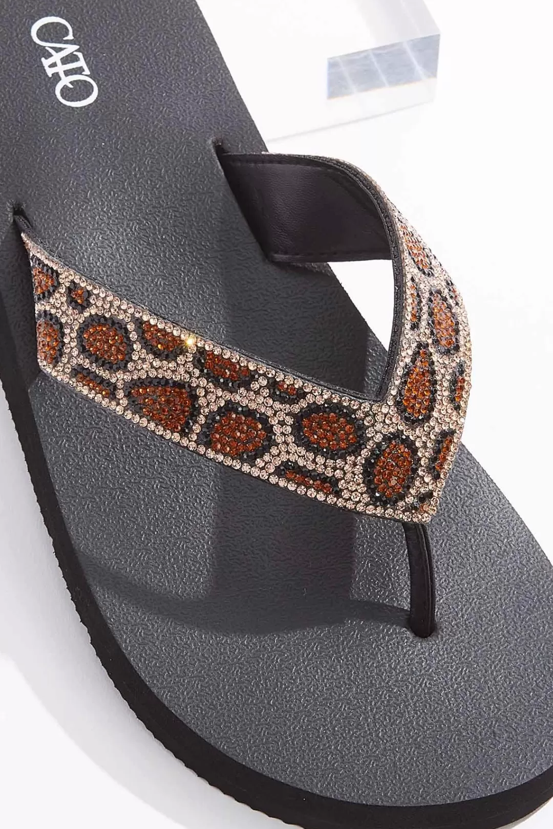 Cato Sandals | Leopard Embellished Thong Sandals