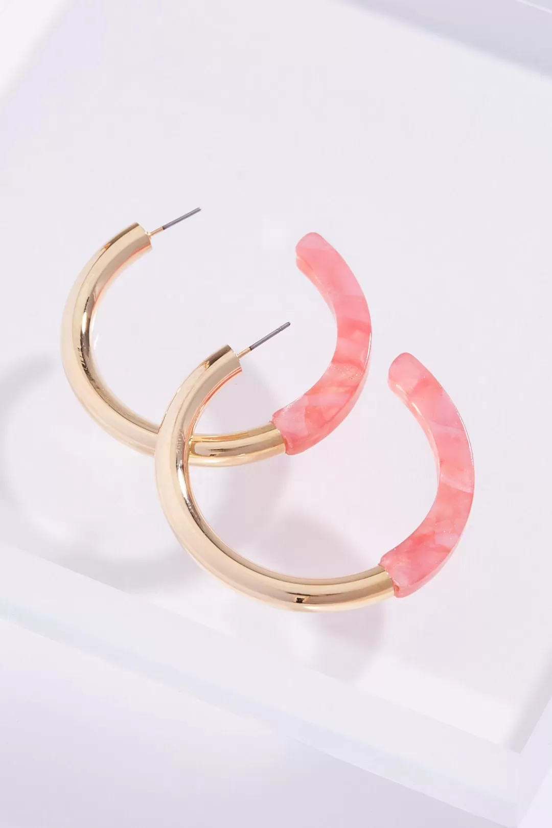 Cato Earrings | Lucite Gold Hoop Earrings