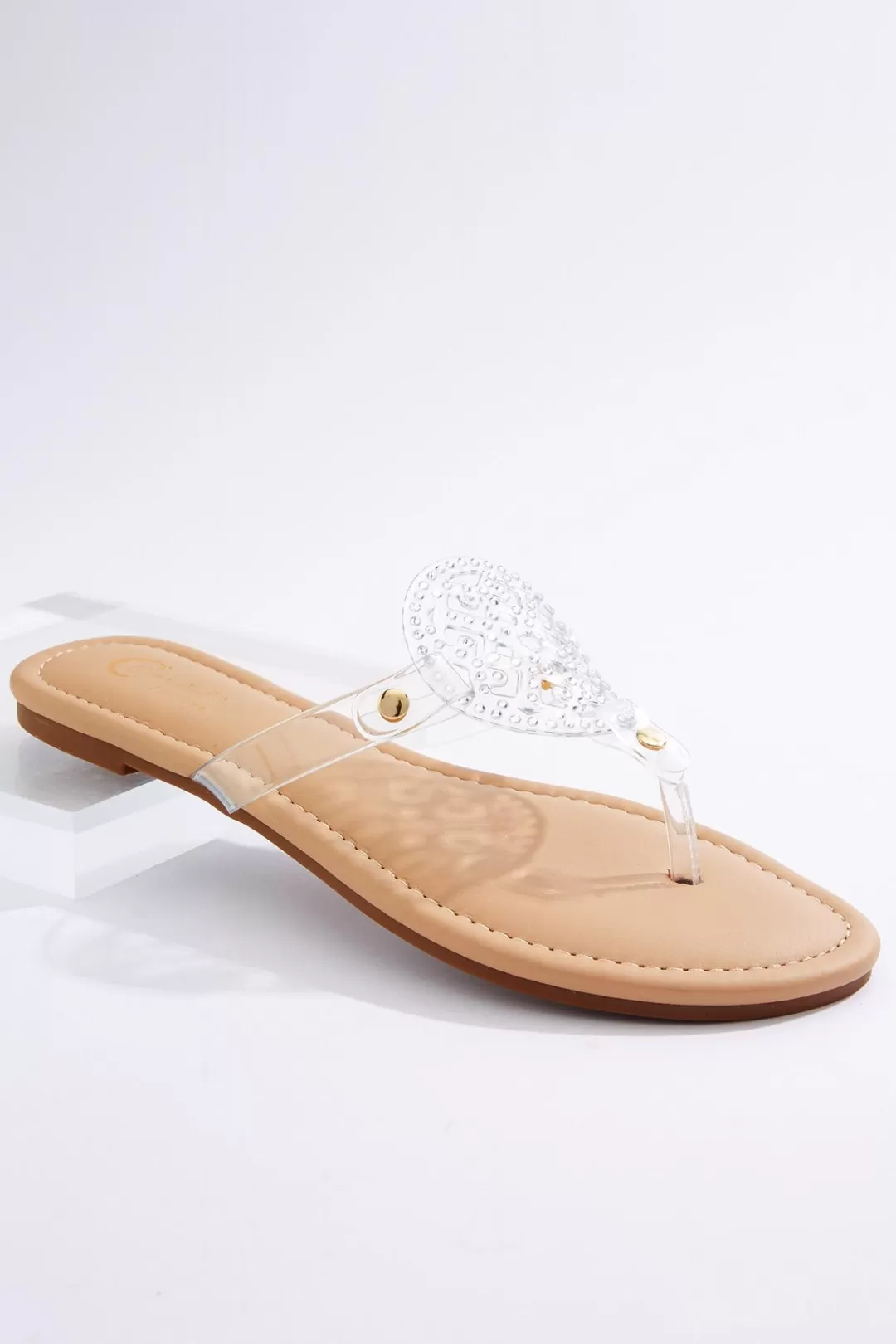 Cato Sandals | Lucite Medallion Sandals