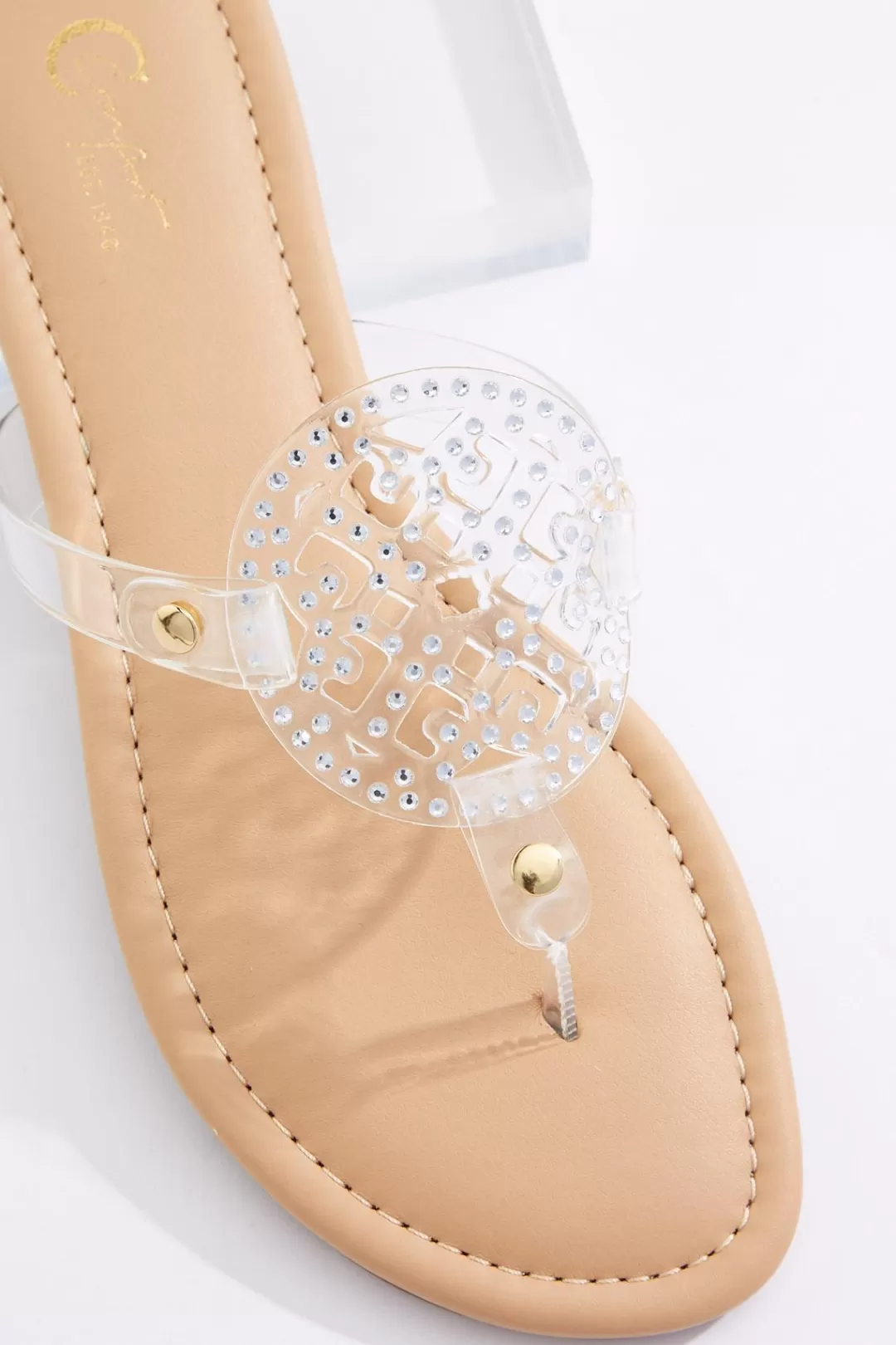 Cato Sandals | Lucite Medallion Sandals