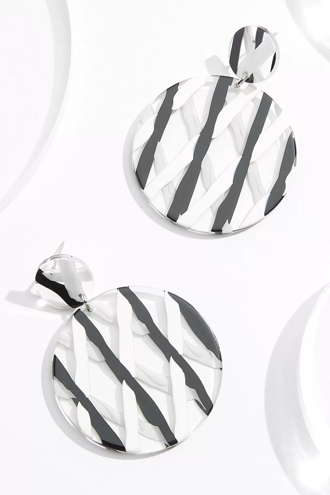 Cato Earrings | Lucite Stripe Circle Earrings