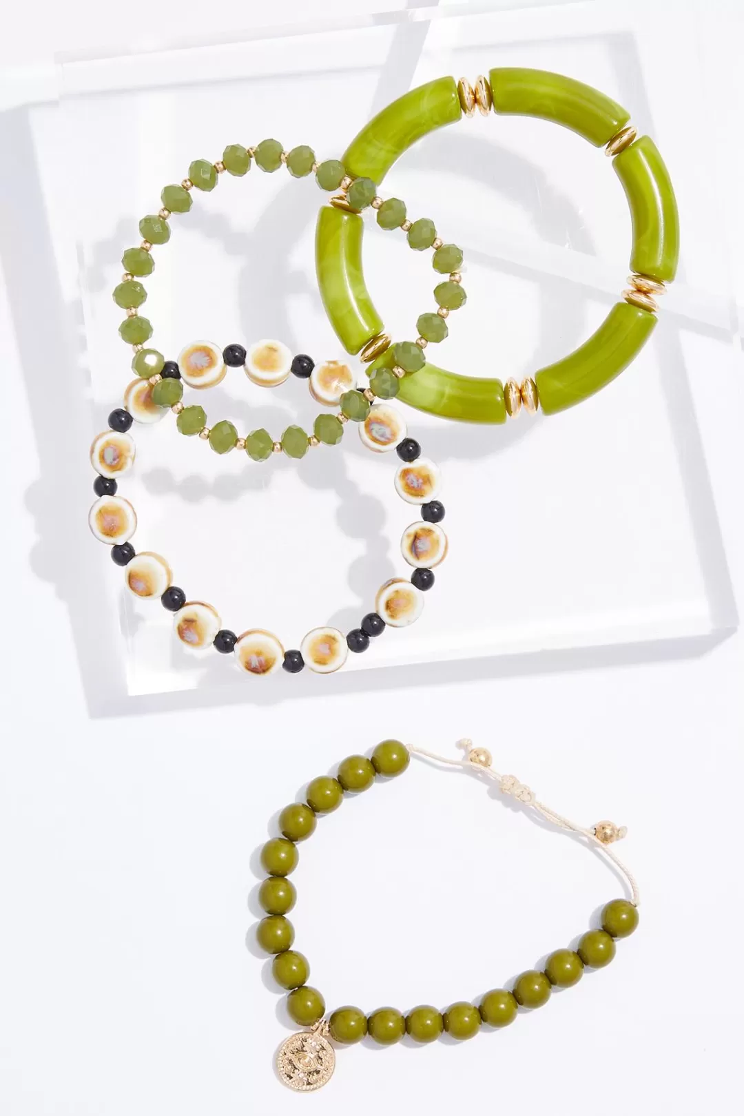 Cato Bracelets | Lucite Tube Rondelle Bracelet Set