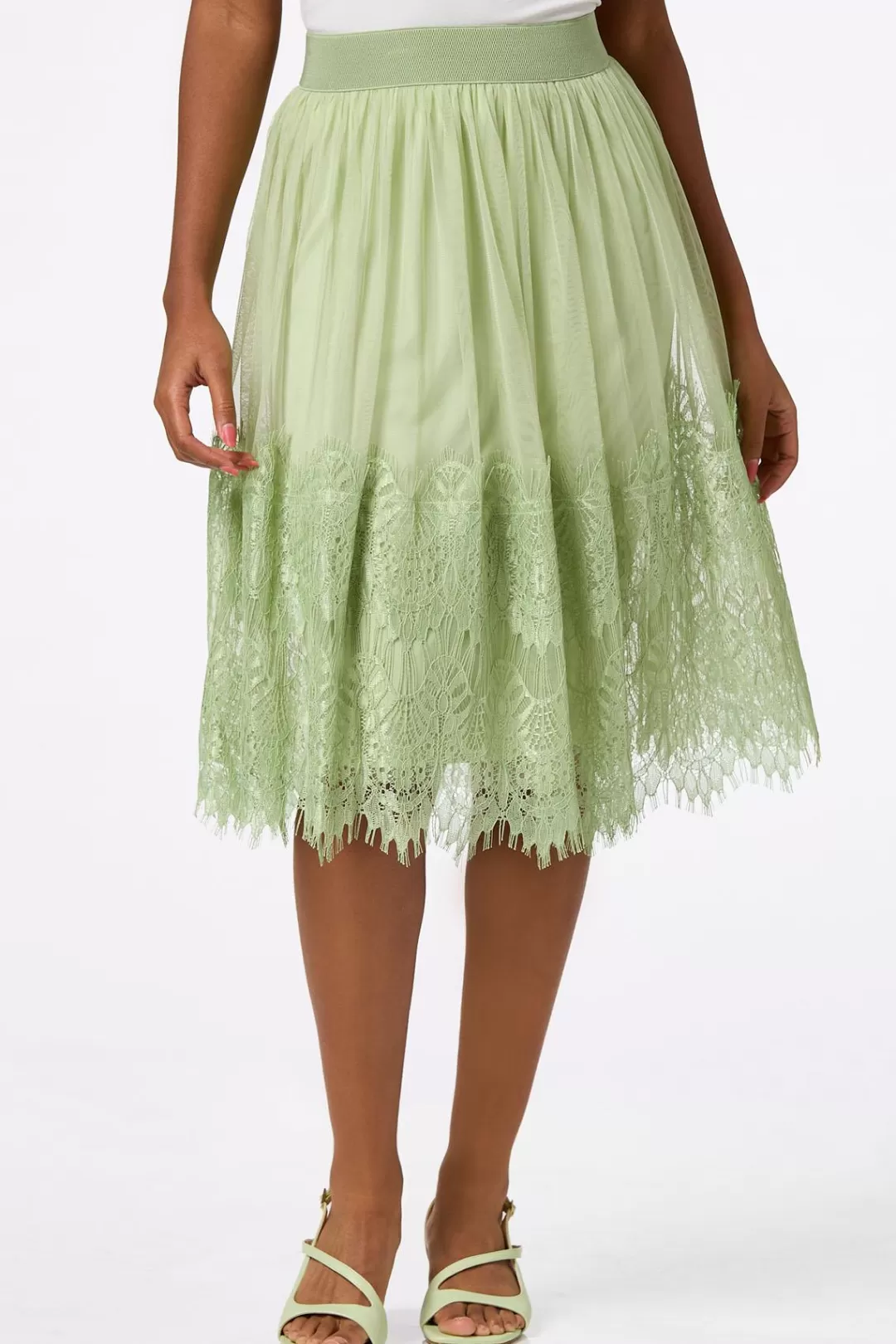 Cato Skirts | Mesh Lace Midi Skirt