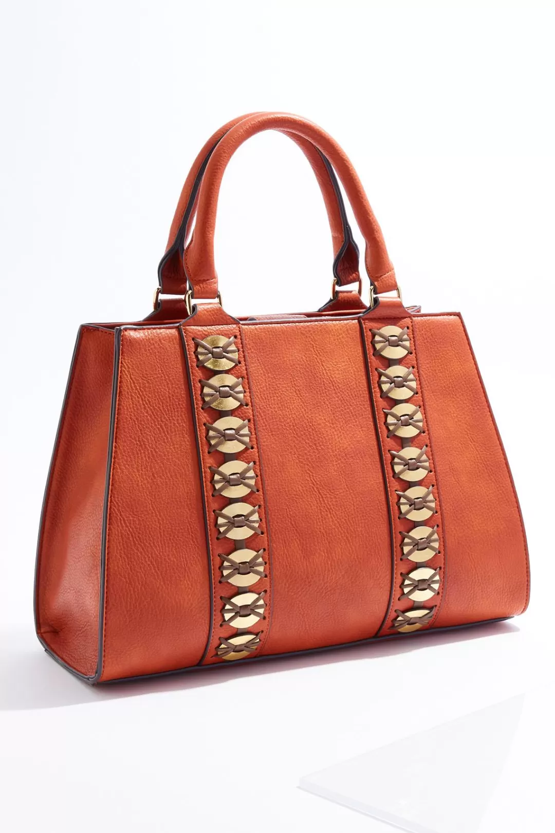 Cato Handbags | Metallic Disc Whipstitch Satchel