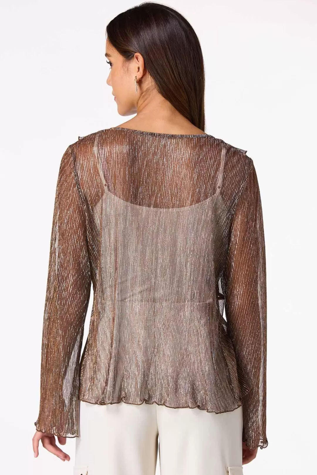 Cato Tops | Metallic Ribbed Kimono