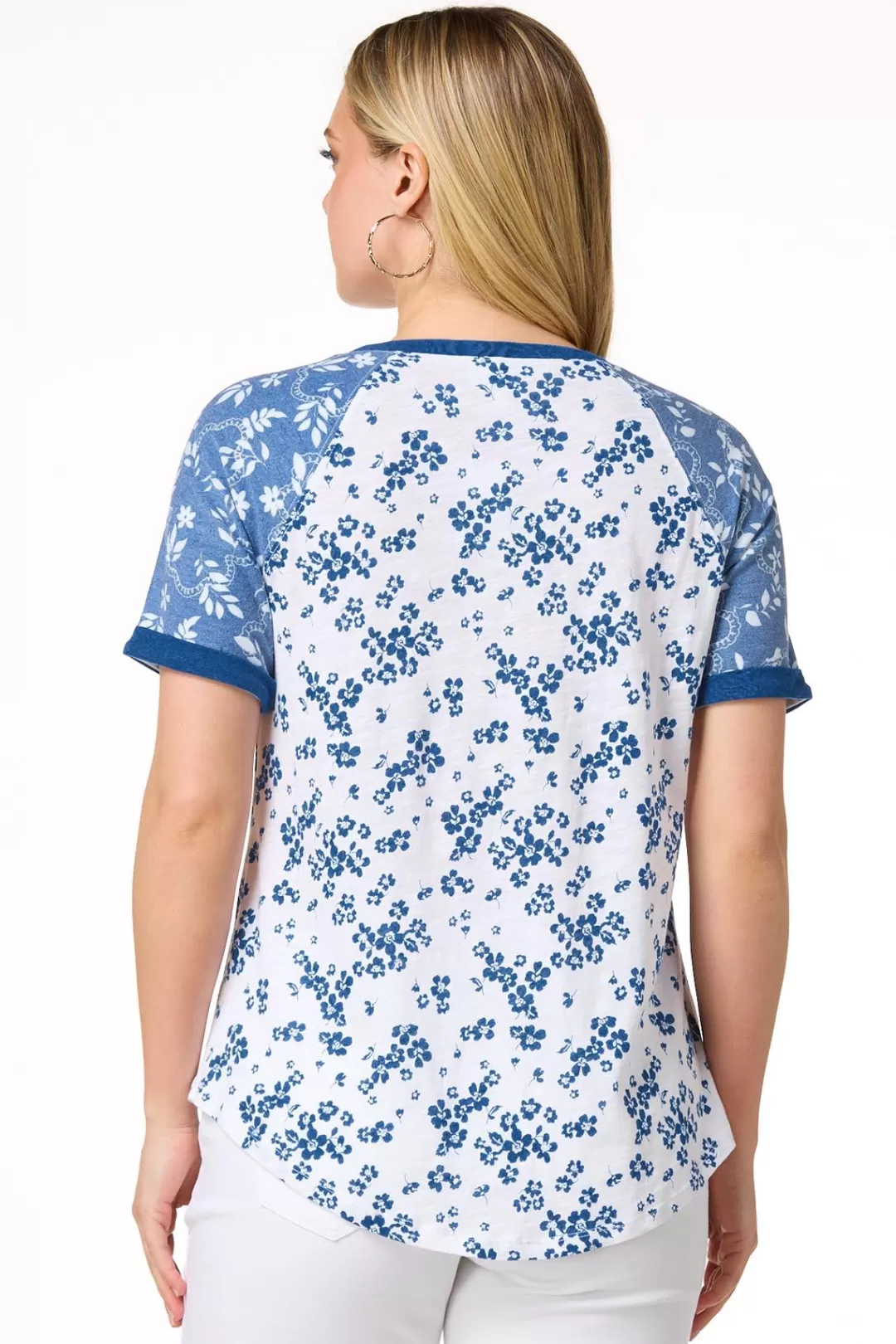 Cato Tops | Mixed Blue Floral Top