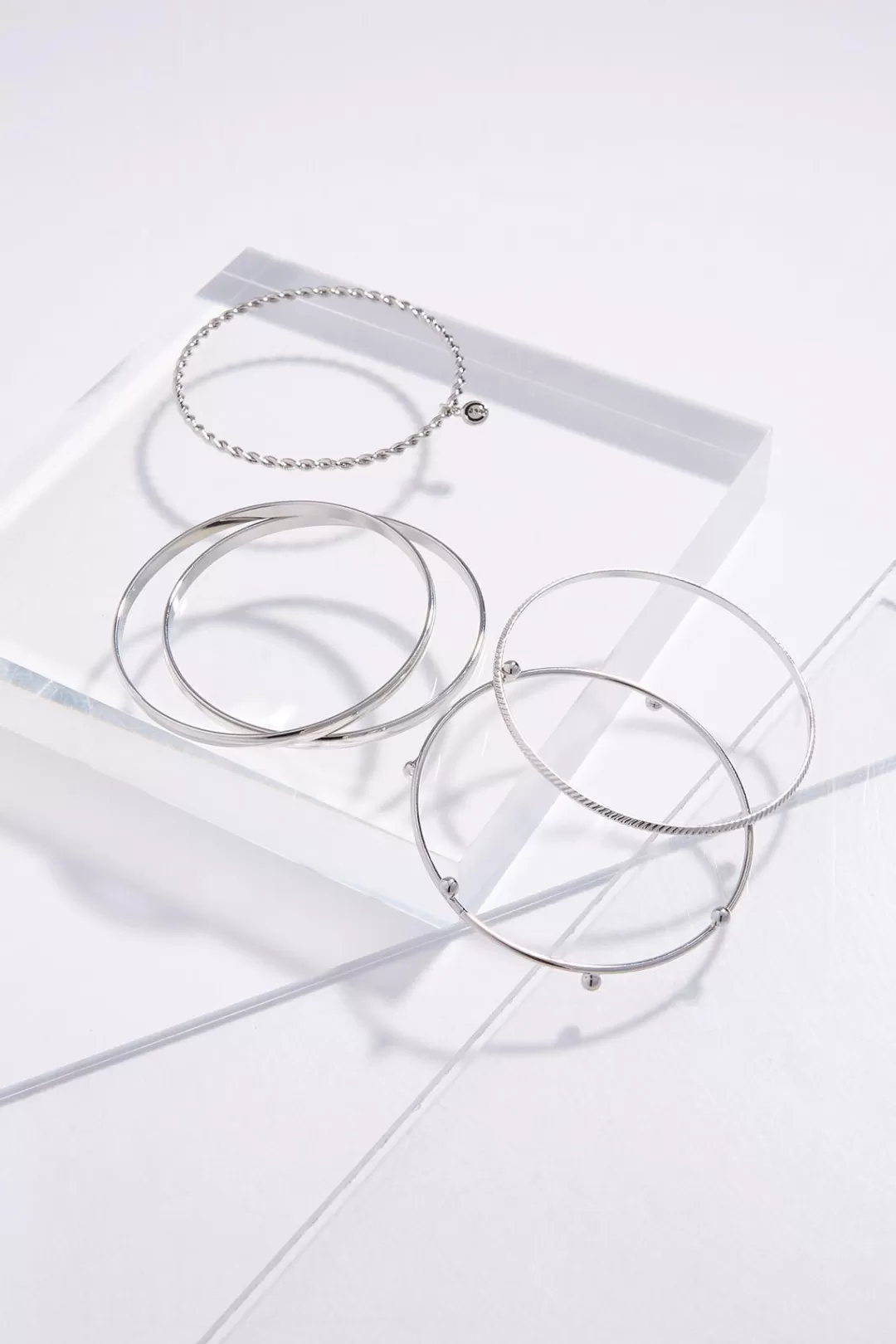 Cato Bracelets | Mixed Silver Bangle Bracelet Set