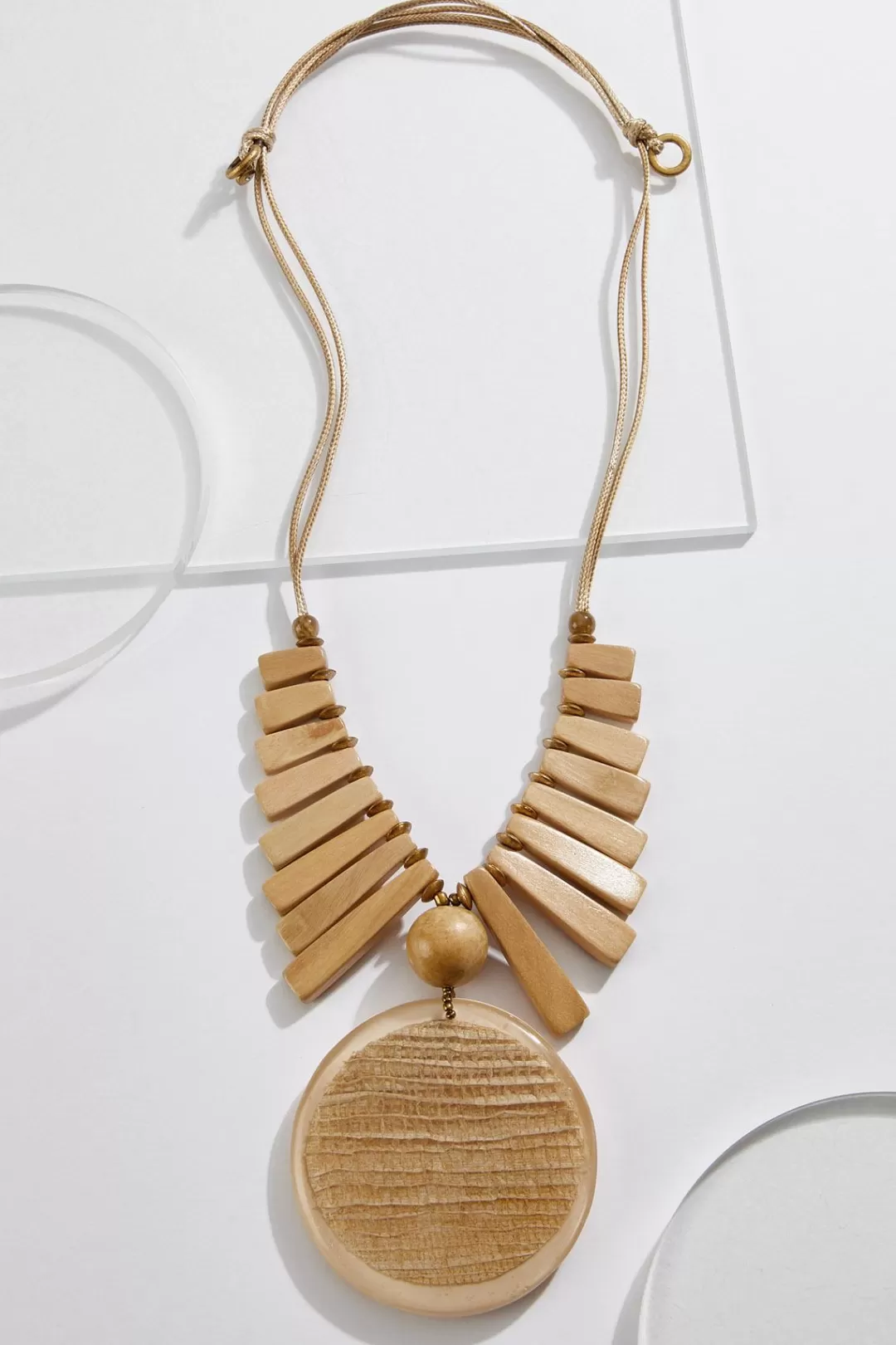 Cato Necklaces | Natural Wood Adjustable Pendant Necklace