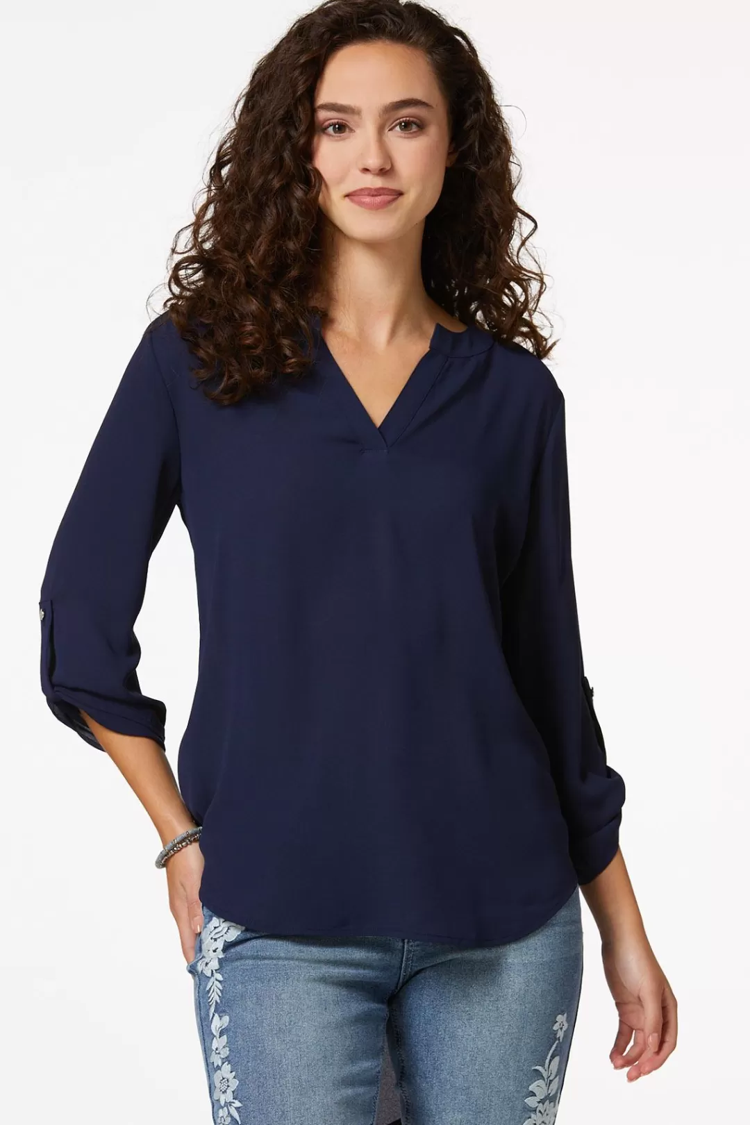 Cato Tops | Notched V- Neck Top