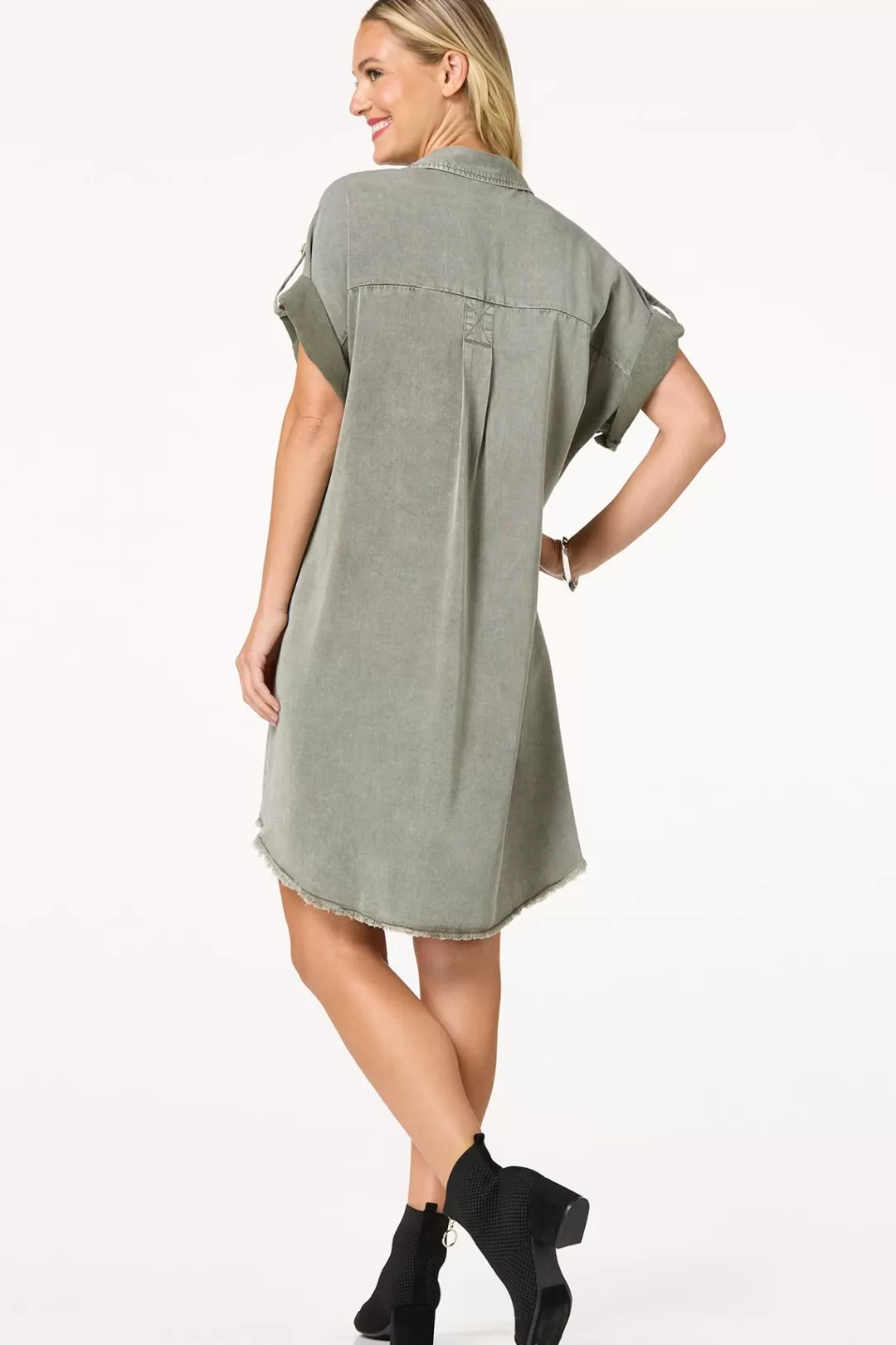 Cato Dresses | Olive Chambray Shift Dress