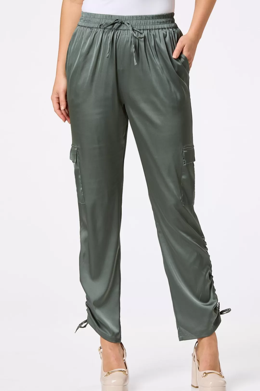 Cato Pants | Satin Ruched Joggers