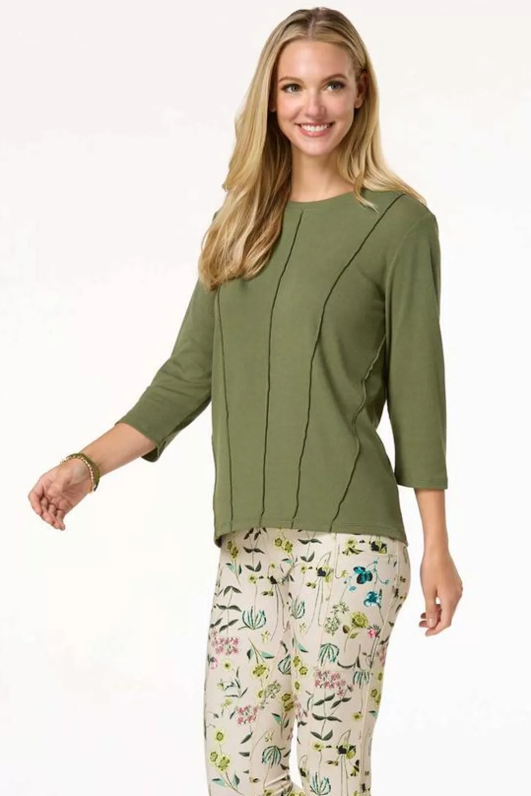 Cato Athleisure | Tops | Olive Seamed Top