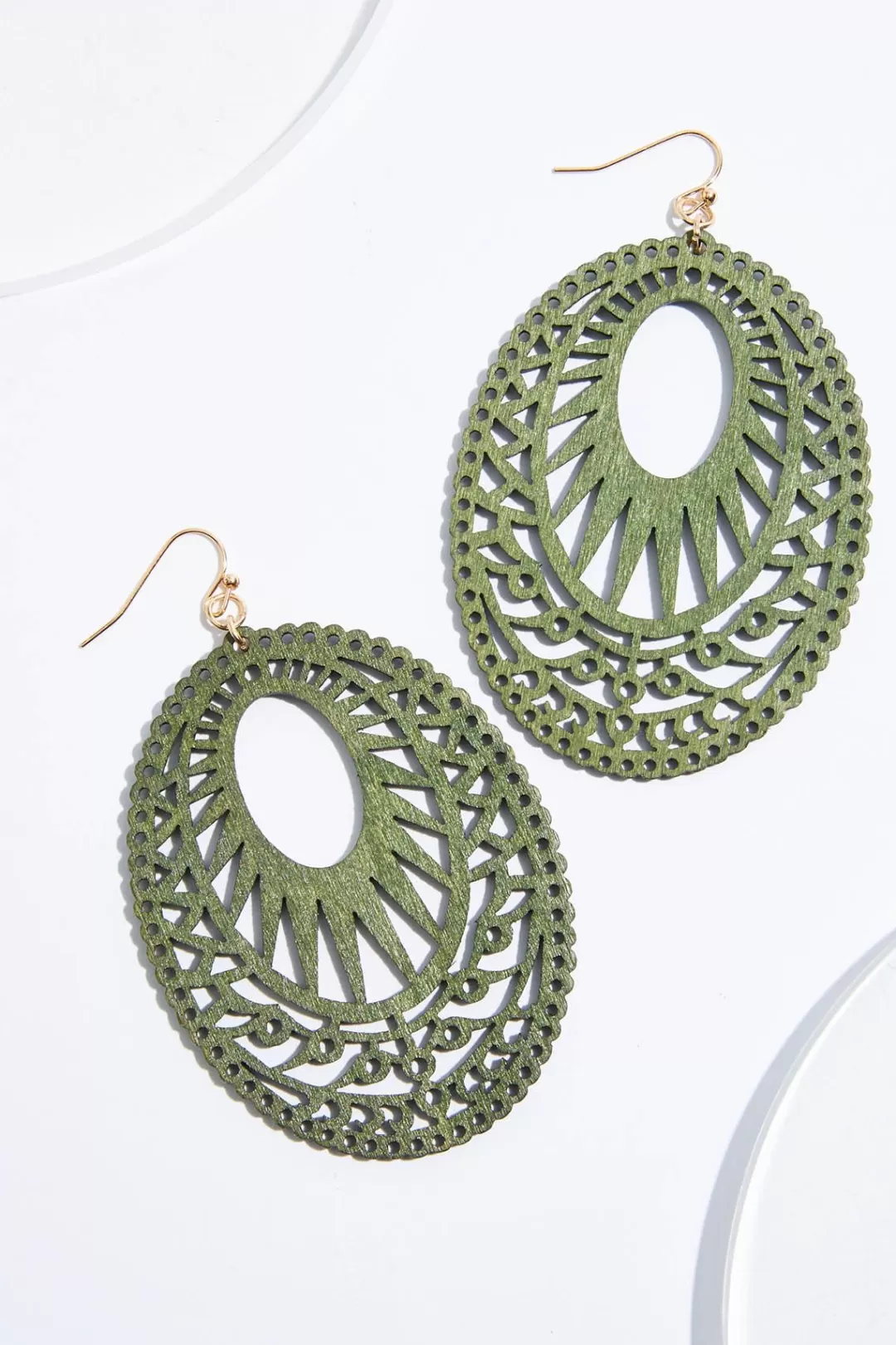 Cato Earrings | Olive Wood Cutout Earrings