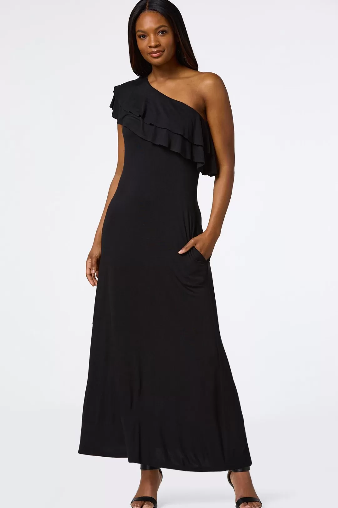 Cato Dresses | One Shoulder Ruffled Maxi Dress