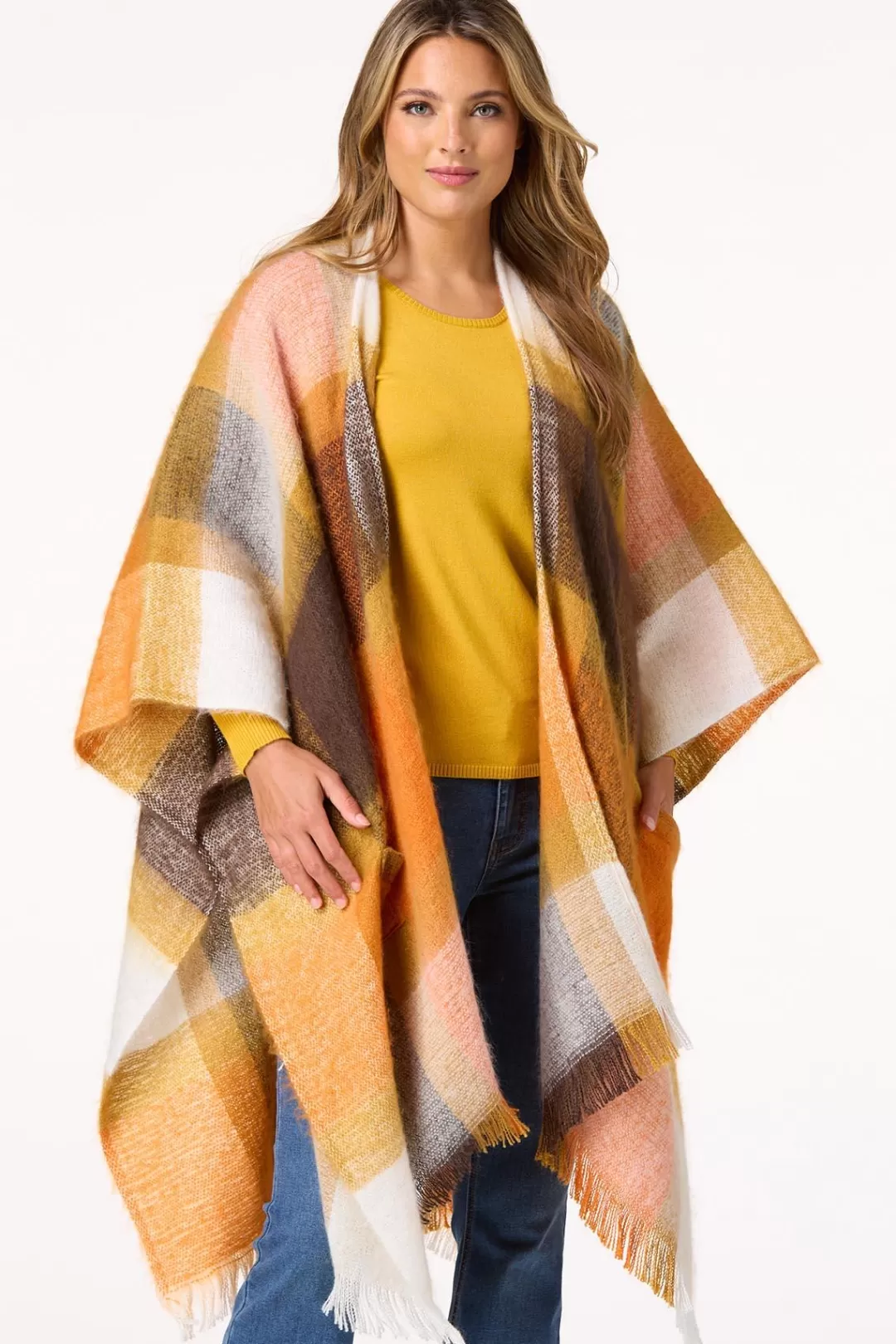 Cato Cold Weather | Oversized Plaid Pocket Poncho