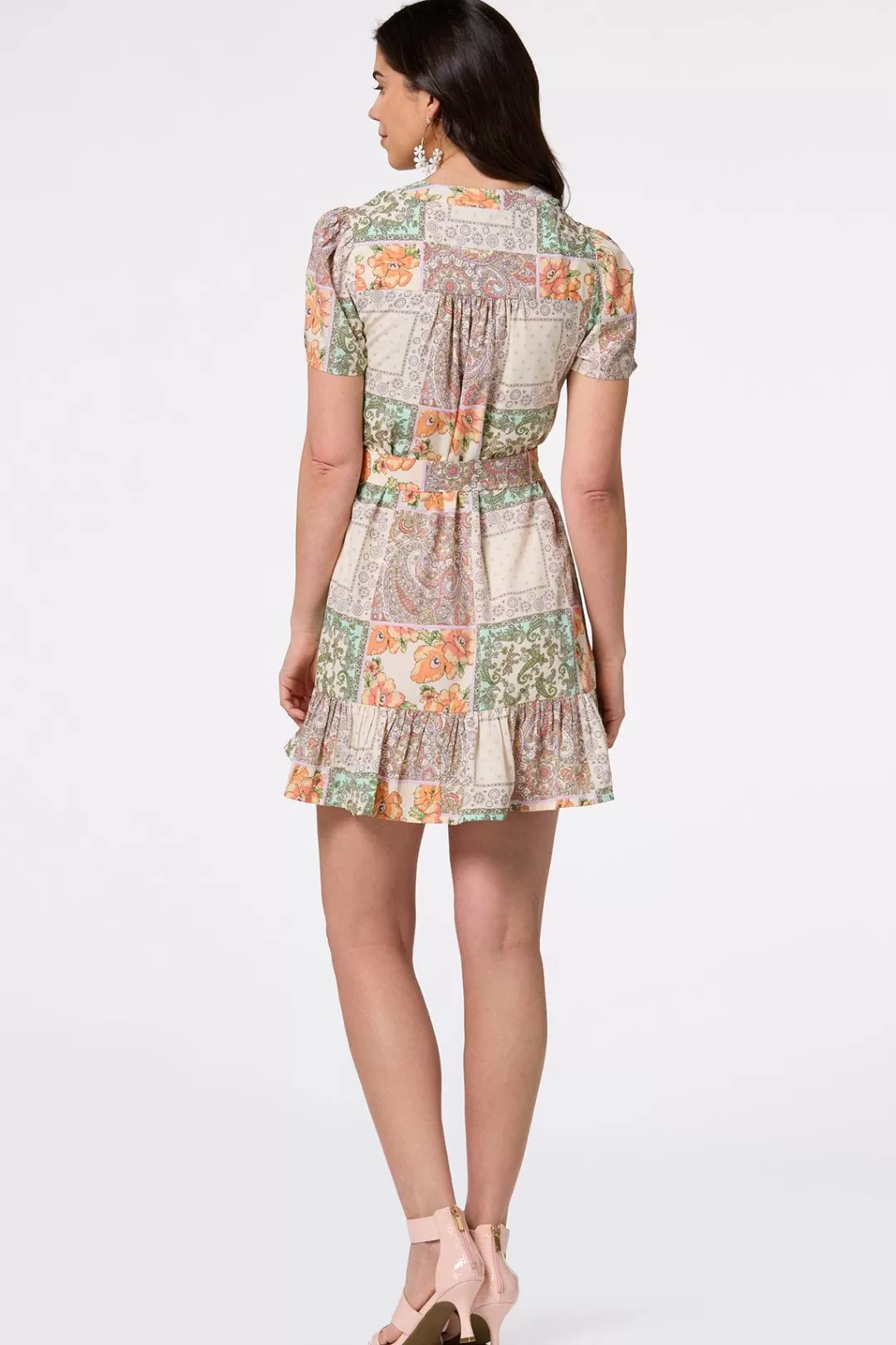 Cato Dresses | Paisley Patch Tie Waist Dress